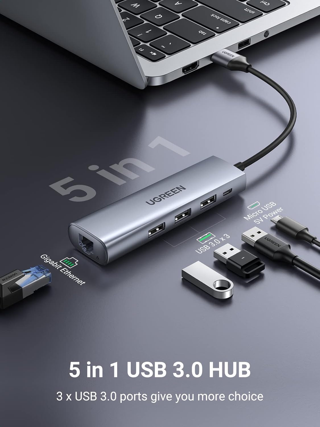 Ugreen 5-in-1 USB 3.0 Gigabit Adapter