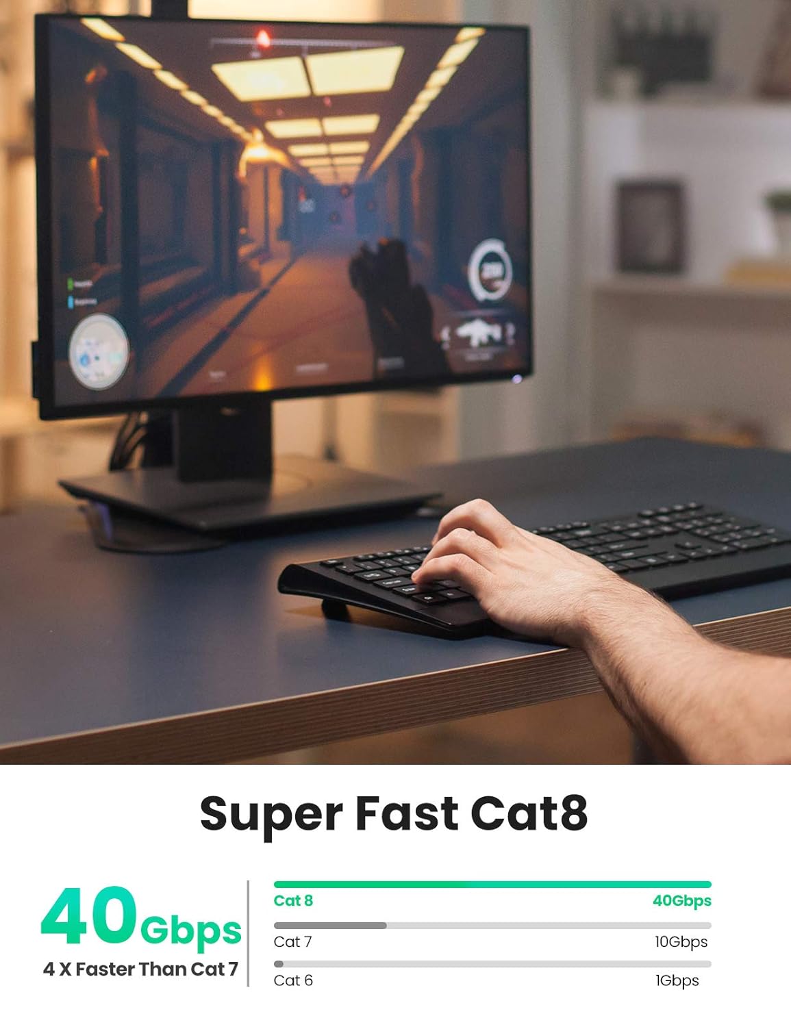 UGREEN Cat 8 U/FTP Ethernet Cable Pure Copper 30AWG 3m