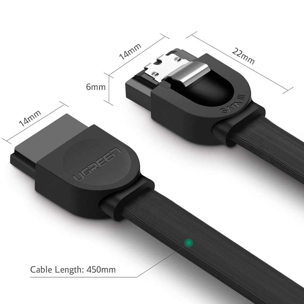 UGREEN SATA 3.0 Cable 0.5 Meter High Speed 6Gbps Data Plug Cord Straight to Straight Connectors for Hard Disk Drive HDD SSD Compatible with Motherboards Black