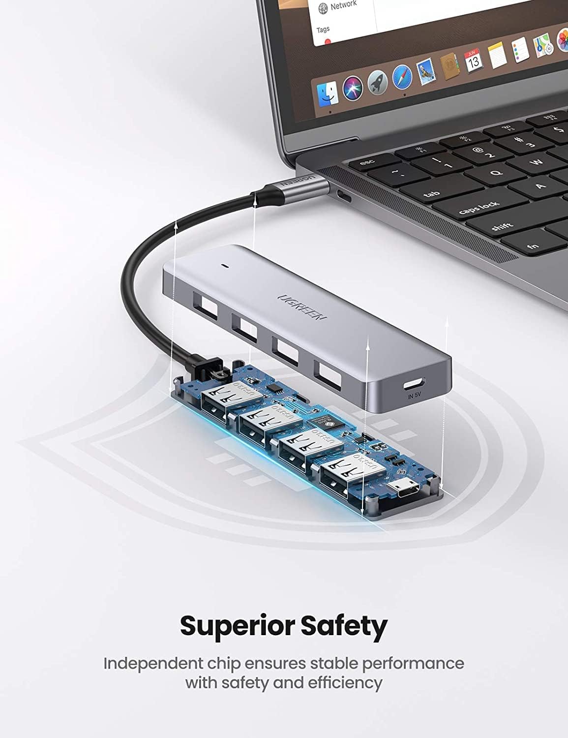 UGREEN Hub 4 Ports USB Type C to USB 3.0 Hub Adapter with Charging Port for MacBook Pro iMac Samsung