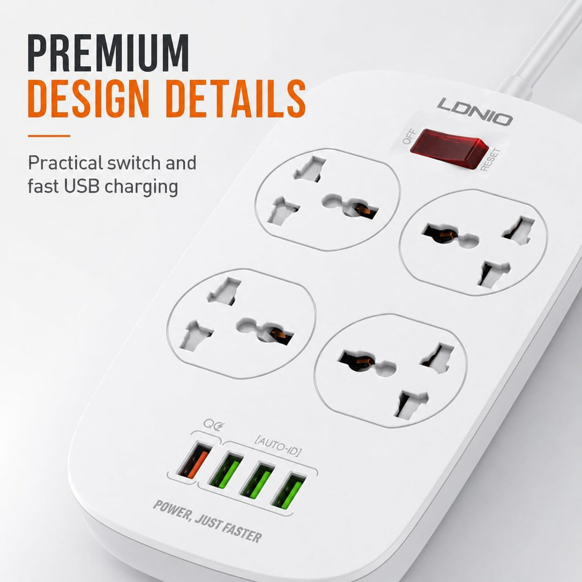 LDNIO 4-Port Power Extension with USB