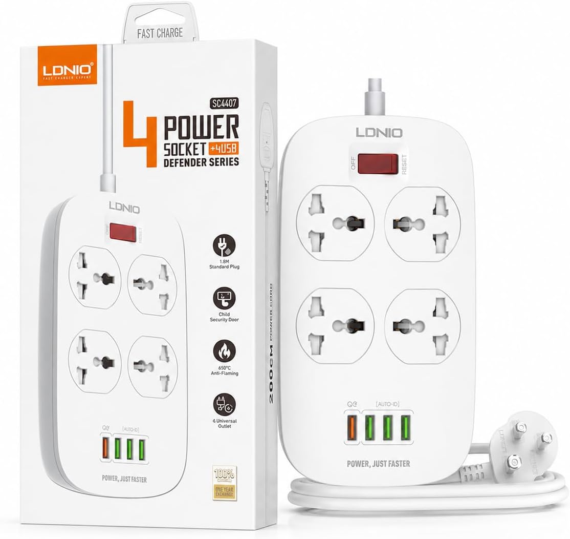 LDNIO 4-Port Power Extension with USB