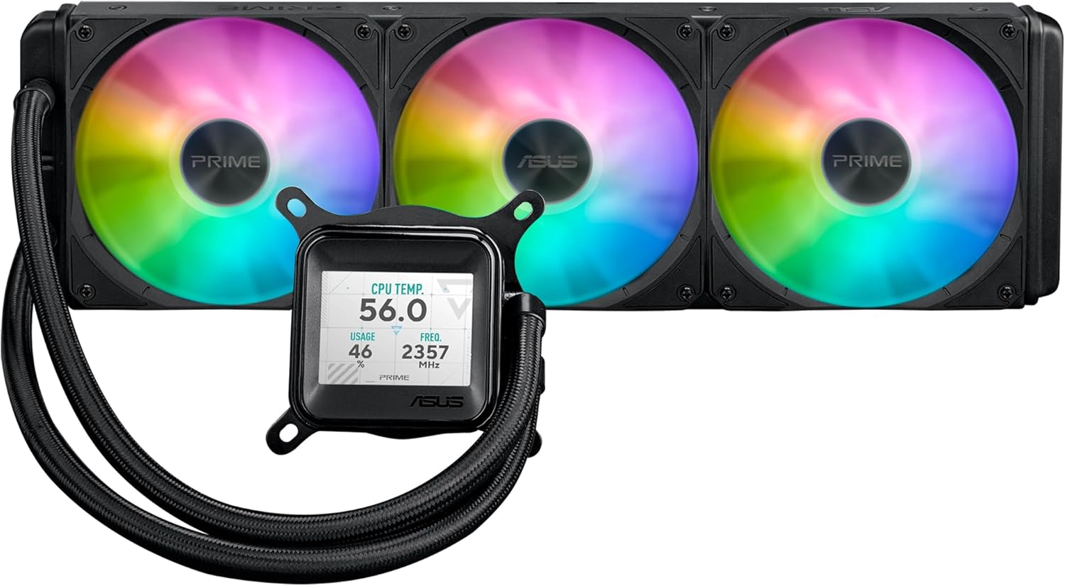 ASUS PRIME LC ARGB LCD ALL-IN-ONE CPU LIQUID COOLER, CPU & GPU INFORMATION WITH SHARP SCREEN HIGH PE