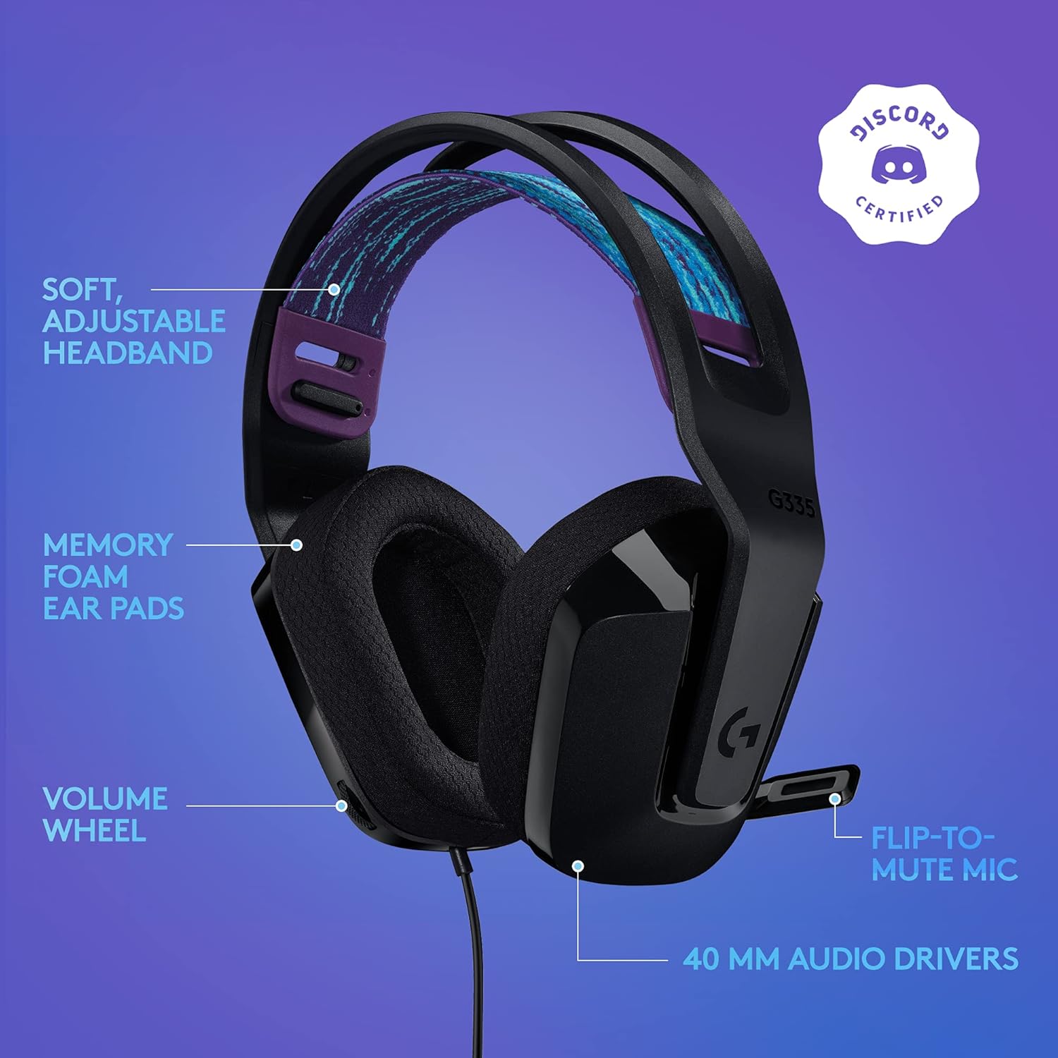 Logitech G335 Wired Gaming Headset Black