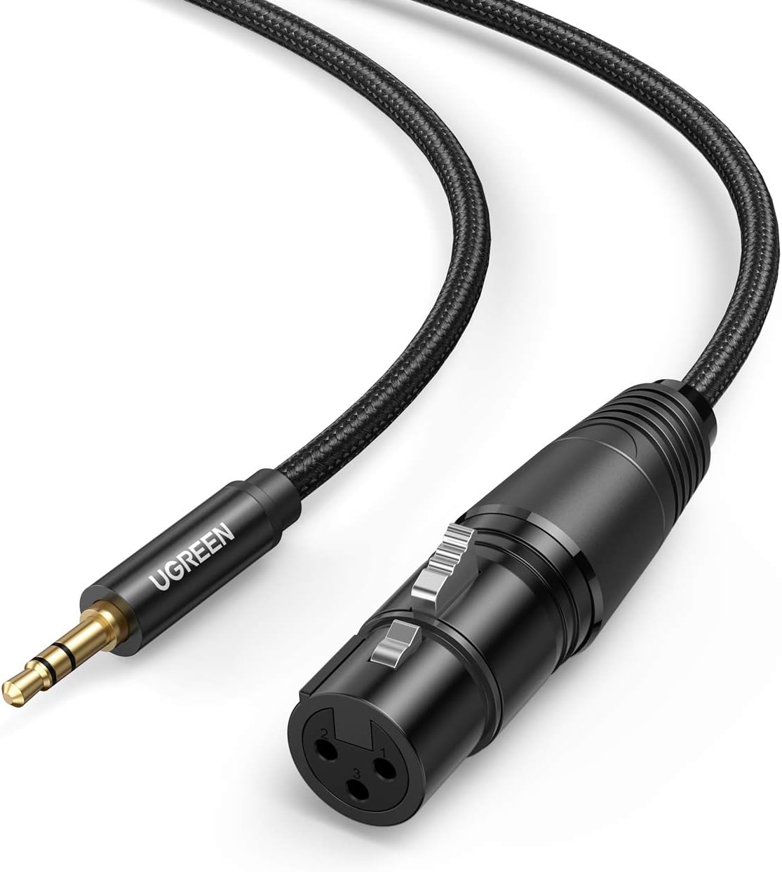 UGREEN 3.5mm Male to XLR Female Microphone Audio Cable 2 Meters Black Premium Auxiliary Jack Adapter Cord for Connecting Cell Phones Laptops Speakers and Studio Mics