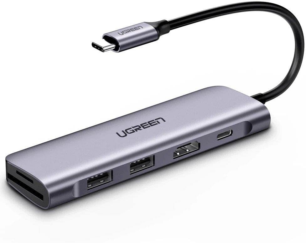 UGREEN USB C Hub 6 in 1 Dongle to HDMI 4K 2 USB 3.0 Ports SD TF Card Reader 100W PD Charging Adapter