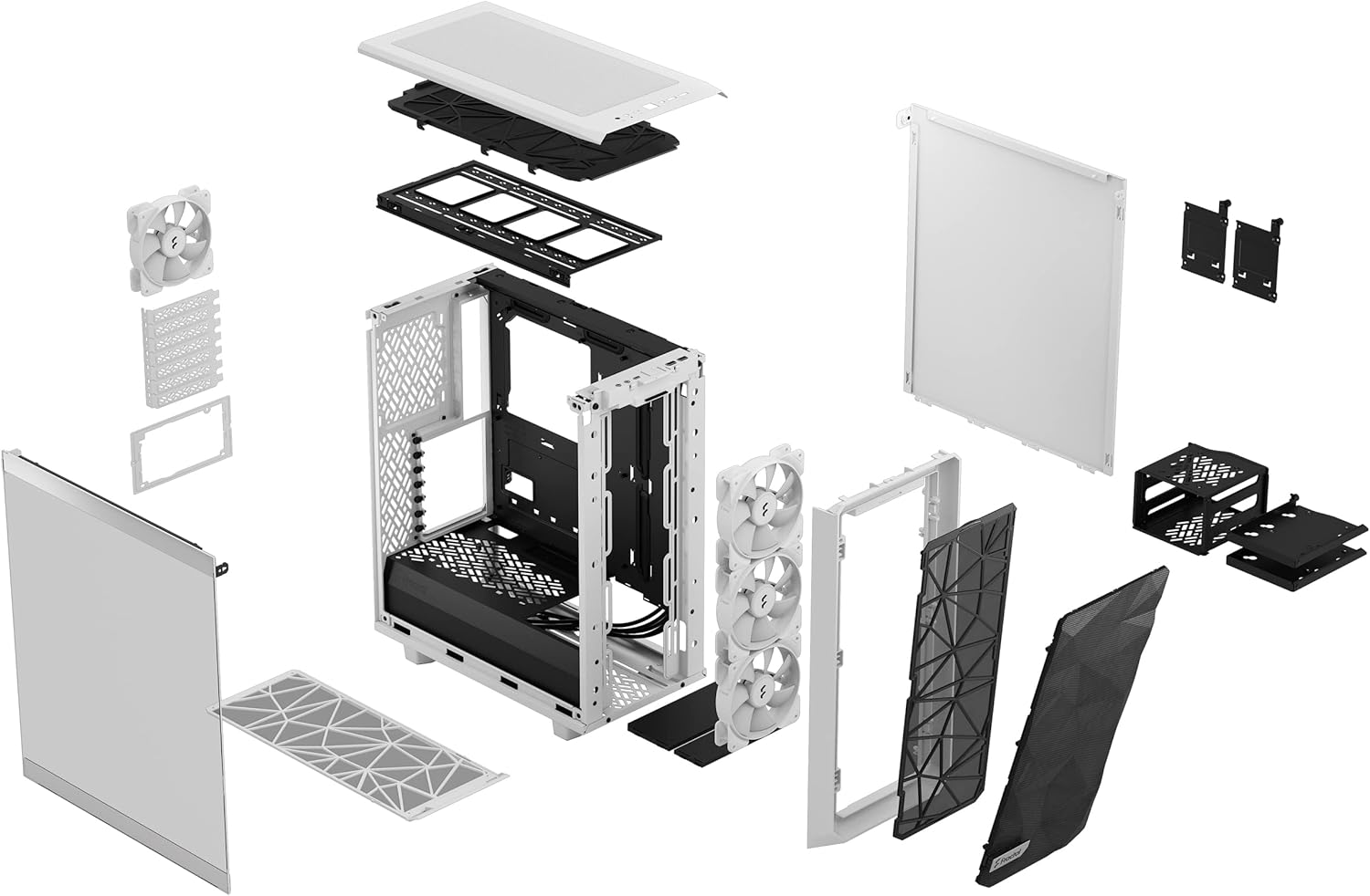 Fractal Design Meshify 2 Compact White TG Clear tint - RGB
