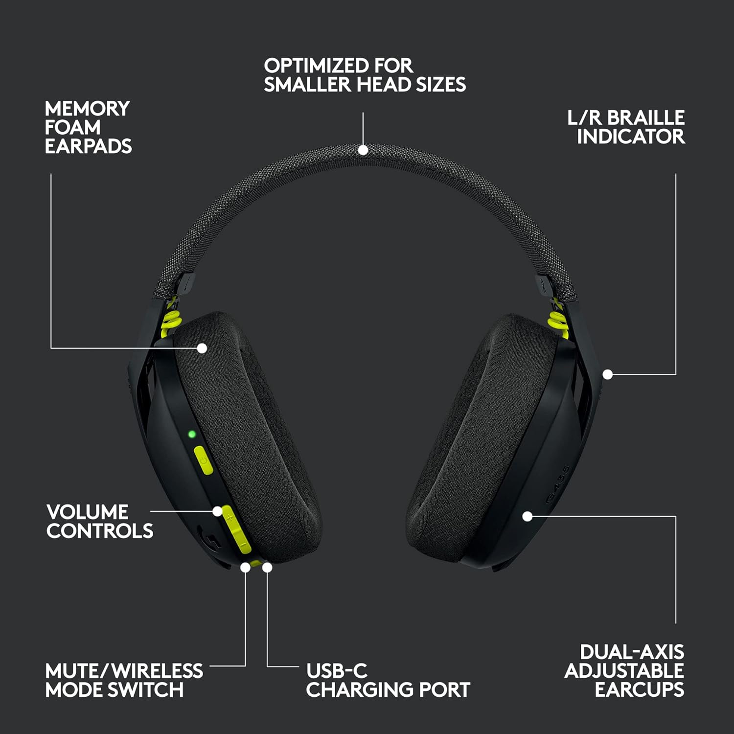 Logitech G435 LIGHTSPEED Wireless Bluetooth Gaming Headset - Lightweight, built-in mics, 18h battery