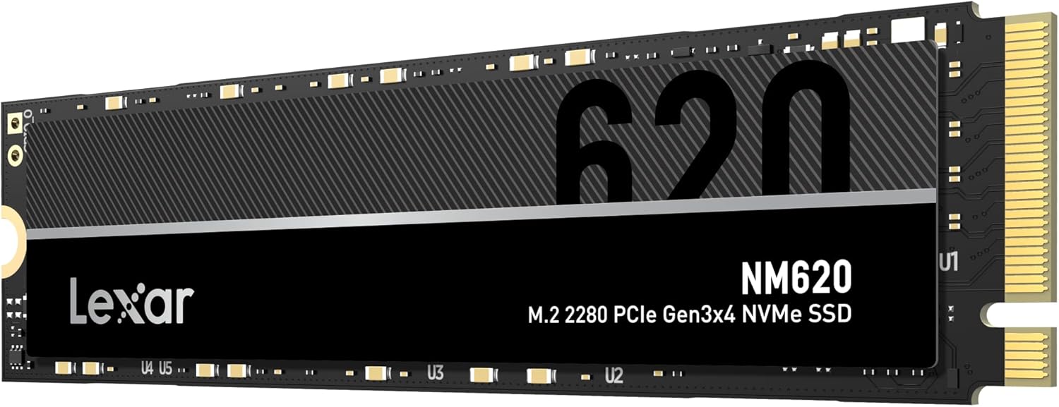 Lexar 256GB NM620 M.2 2280 SSD with PCIe 3G and 4G LTE ports, read speeds up to 3500MB/s, write spee