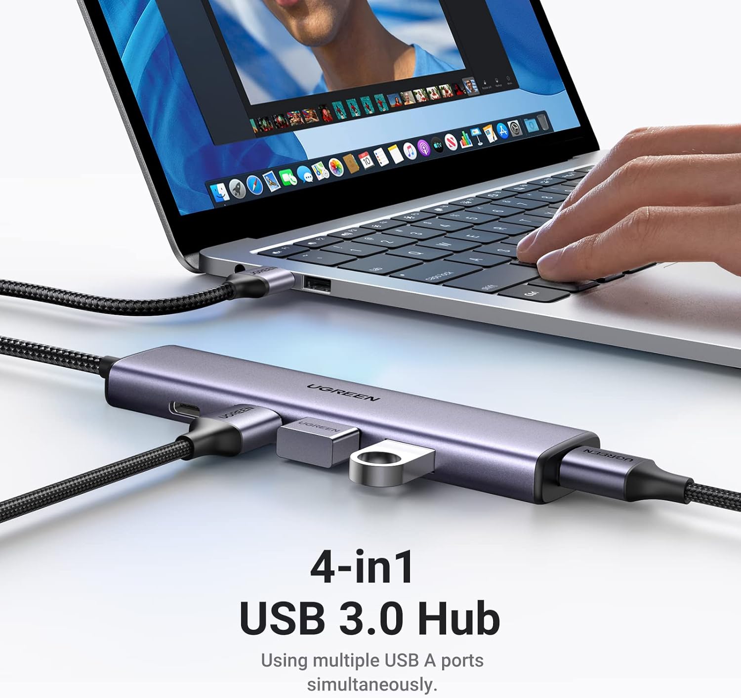 UGREEN USB Type A Hub, 4-Ports USB 3.0 Splitter Adapter 5Gbps High-Speed Data Transmission with USB