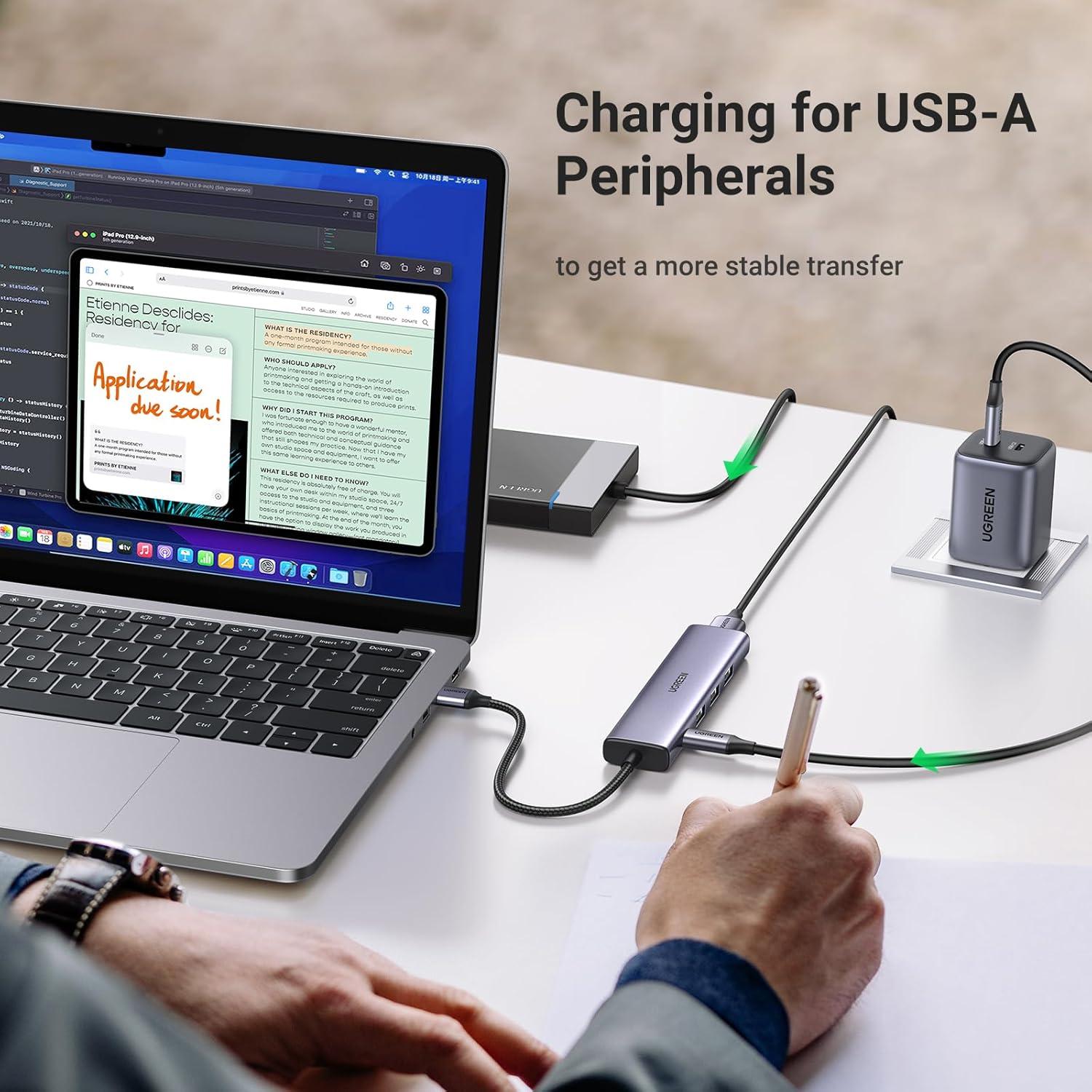 UGREEN USB Type A Hub, 4-Ports USB 3.0 Splitter Adapter 5Gbps High-Speed Data Transmission with USB