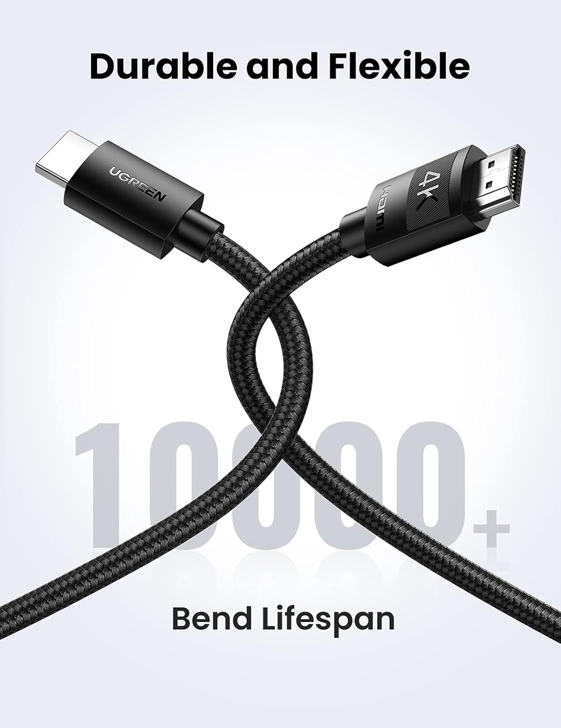UGREEN High Speed HDMI 2.0 Cable 1 Meter Nylon Braided Ultra Video Cord 18Gbps Bandwidth 4K@60Hz HDR ARC Ethernet Support for MacBook Pro PS5 PS4 Xbox Nintendo Switch Blu-ray TV Monitor Laptop