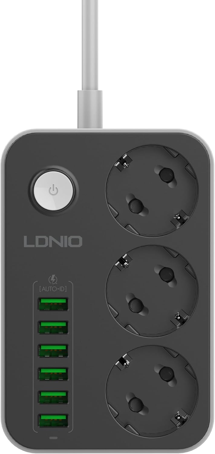 LDNIO SE3631 Power Strip with 3 AC Sockets and 6 USB Ports