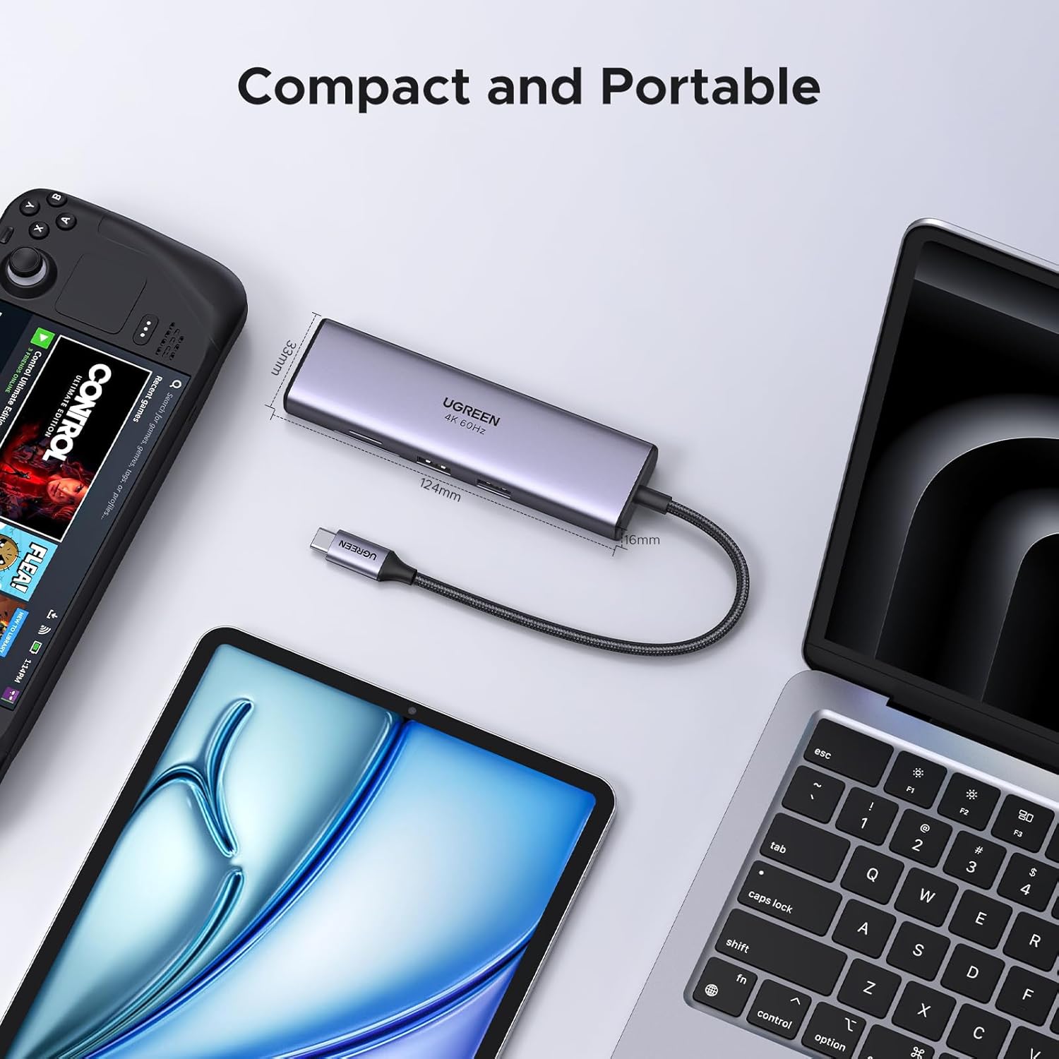 UGREEN 7-in-1 USB C Hub with Gigabit Ethernet plus 4K@60Hz HDMI and 100W PD Charging also SD TF Card Reader with 2 USB 3.0 Ports Dock for Mac M1 M2 and iPad or iPhone 15 Pro Model 60515