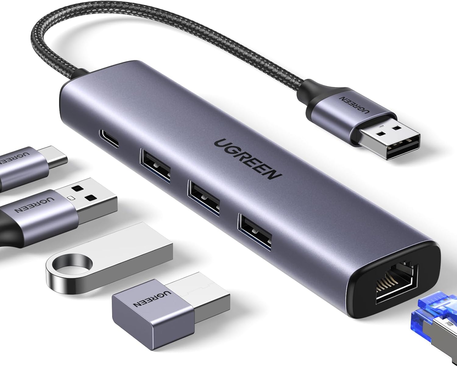 Ugreen 5-in-1 USB 3.0 to Ethernet Adapter Multiport Hub