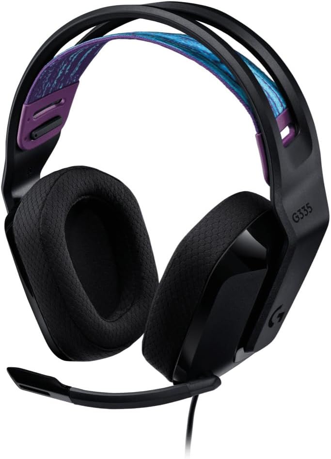 Logitech G335 Wired Gaming Headset, with Microphone, 3.5mm Audio Jack, Comfortable Memory Foam Earpa