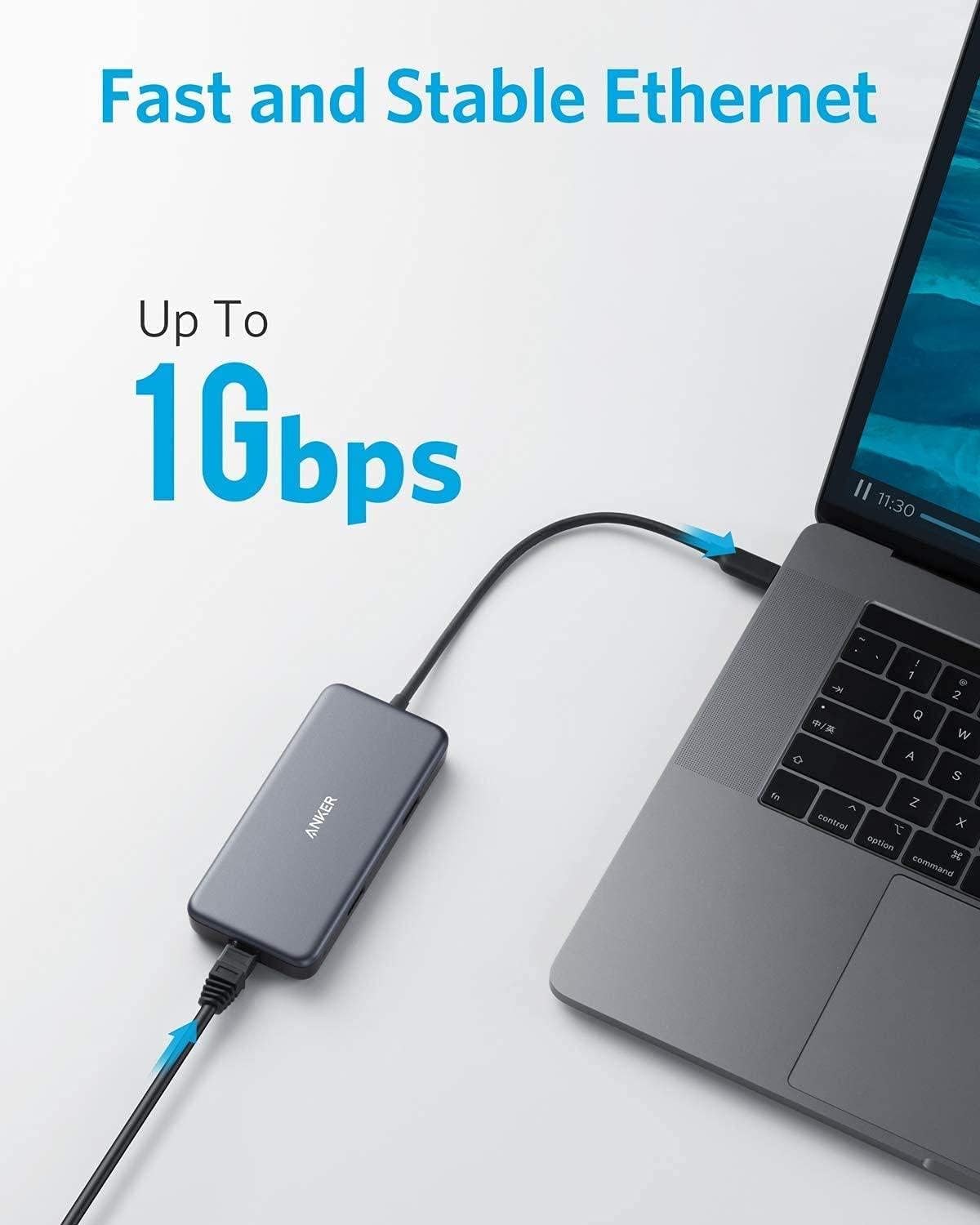 Anker 7-in-1 USB-C Hub Adapter with 4K HDMI & 60W PD and SD/microSD Card Reader also High-Speed USB 3.0 Ports with Premium Splitter Expansion for MacBook Pro/Air and Chromebook & Galaxy - Space Grey