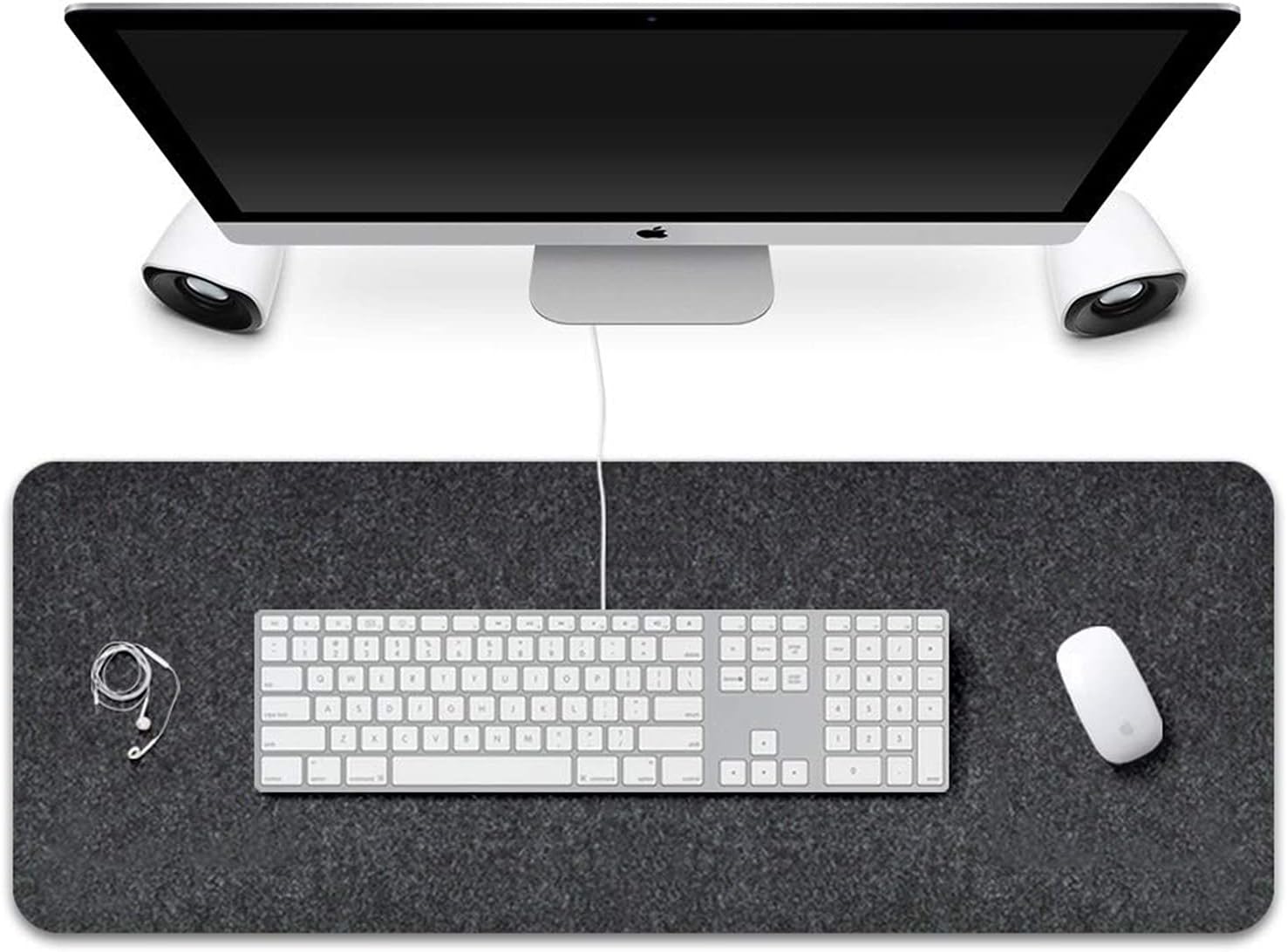 Extended Gaming Mouse Pad Non-Slip Desk Pad Protector Felt Base 0.12 Inch Thick (Dark Gray)