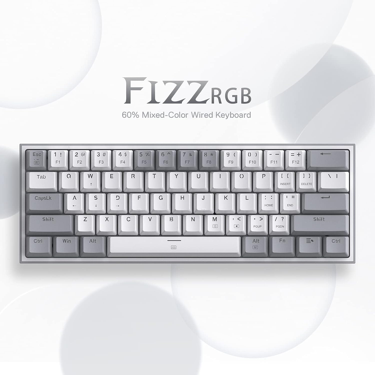 Redragon K617 60% Wired RGB Gaming Keyboard, Compact 61 Key Mechanical Keyboard, Linear Red Switch,