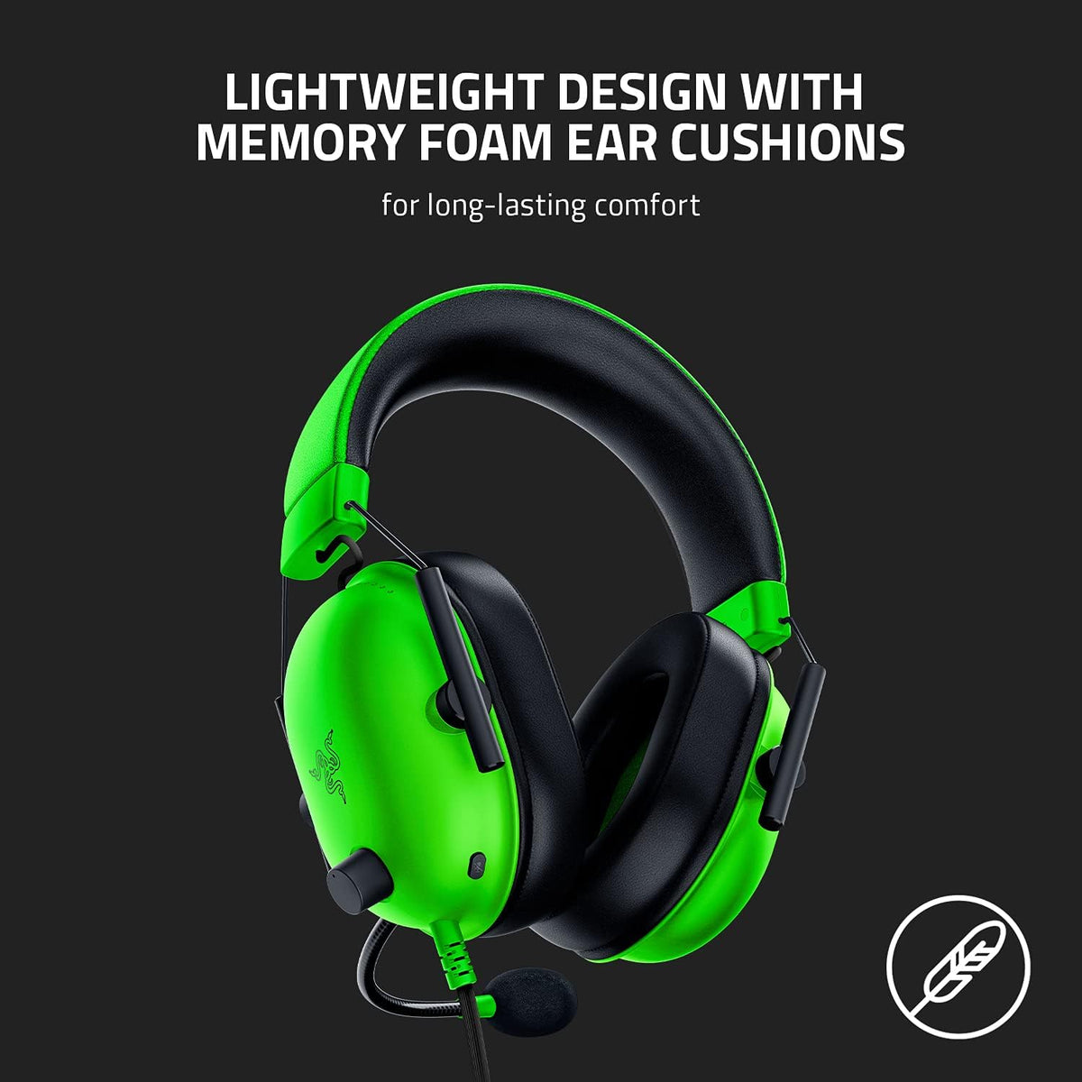 Razer BlackShark V2 X Gaming Headset: 7.1 Surround Sound - 50mm Drivers - Memory Foam Ear Cushions - for PC, PS5, PS4, Switch, Xbox One, Xbox Series X S, Mobile - 3.5mm Audio Jack - Green