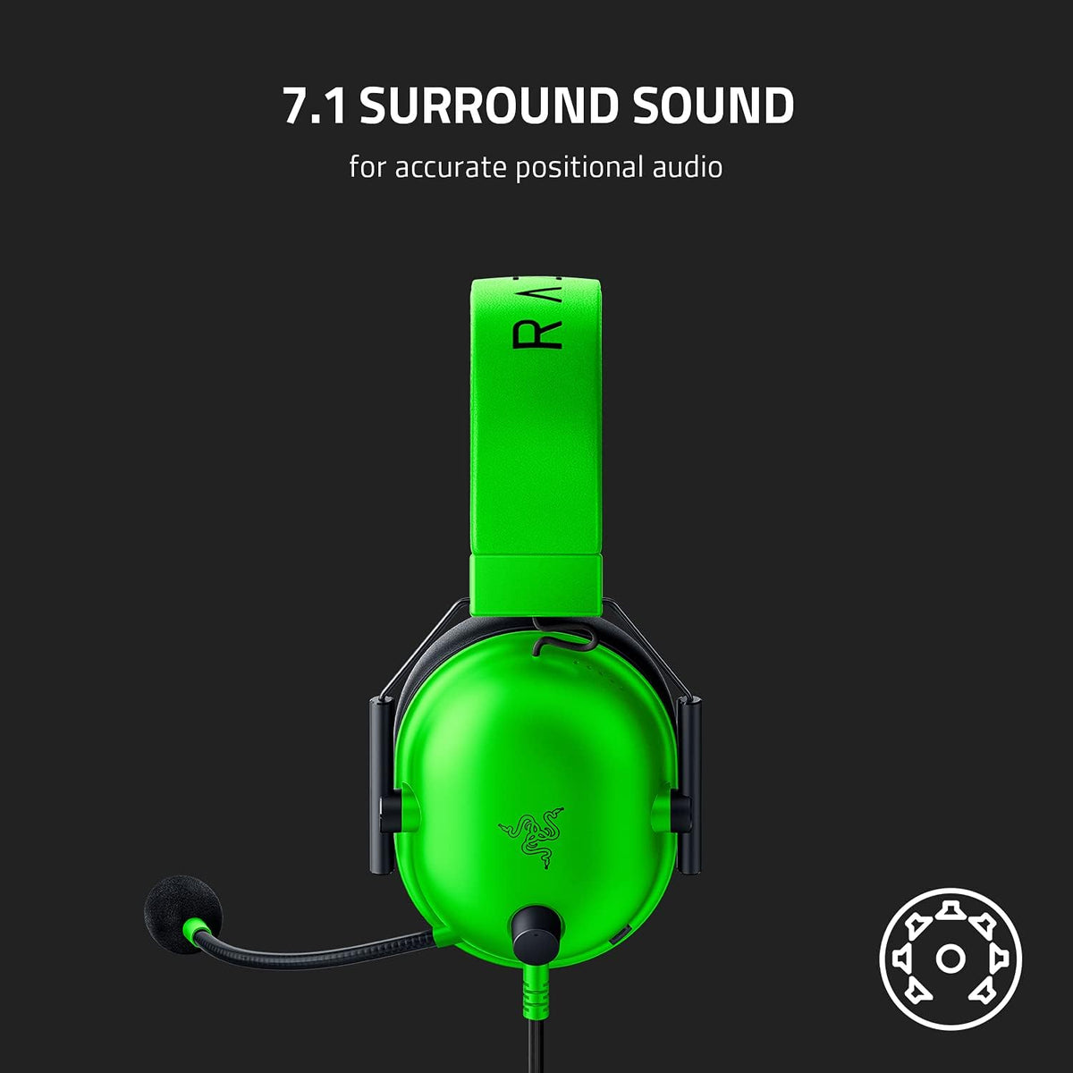 Razer BlackShark V2 X Gaming Headset: 7.1 Surround Sound - 50mm Drivers - Memory Foam Ear Cushions - for PC, PS5, PS4, Switch, Xbox One, Xbox Series X S, Mobile - 3.5mm Audio Jack - Green