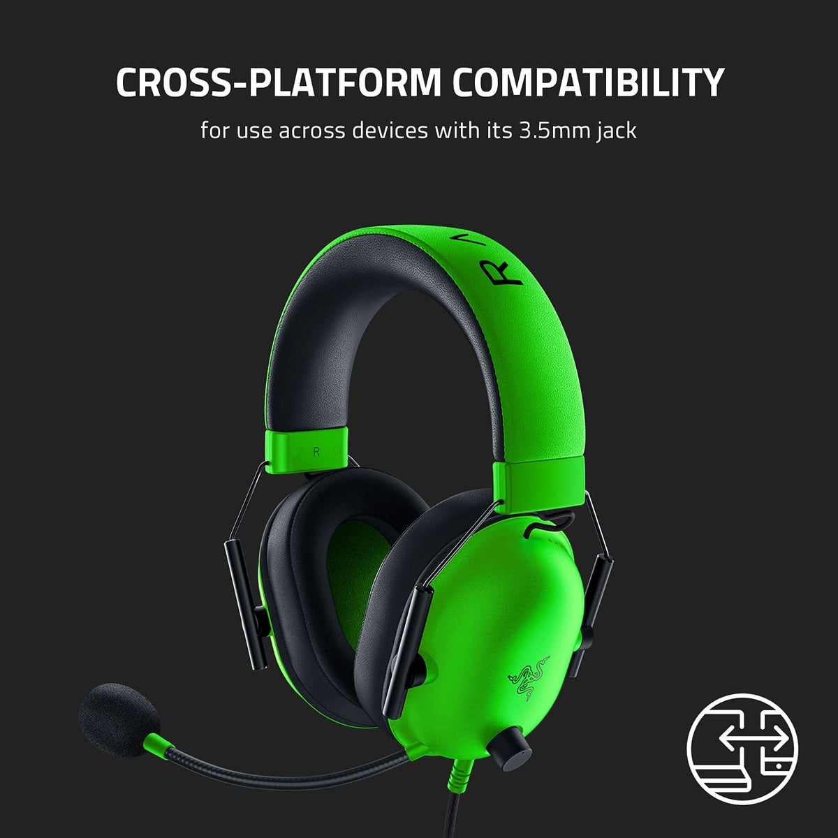Razer BlackShark V2 X Gaming Headset: 7.1 Surround Sound - 50mm Drivers - Memory Foam Ear Cushions - for PC, PS5, PS4, Switch, Xbox One, Xbox Series X S, Mobile - 3.5mm Audio Jack - Green