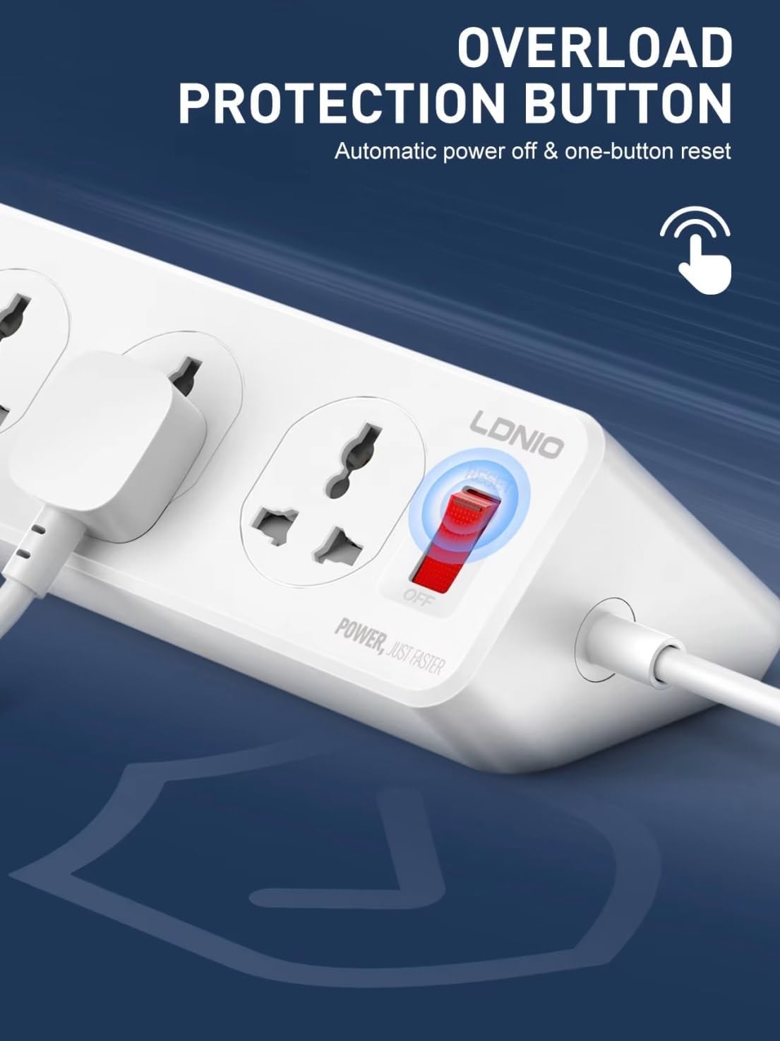 LDNIO SC10610 2500W 10 AC Sockets & 6 USB Ports