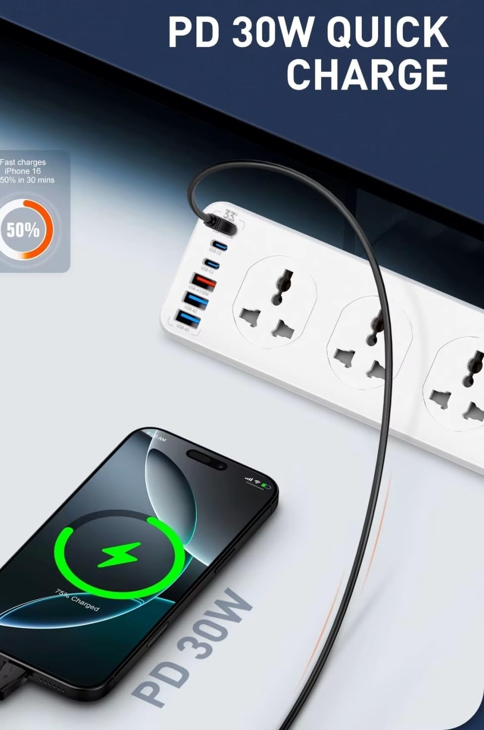 LDNIO SC10610 2500W 10 AC Sockets & 6 USB Ports