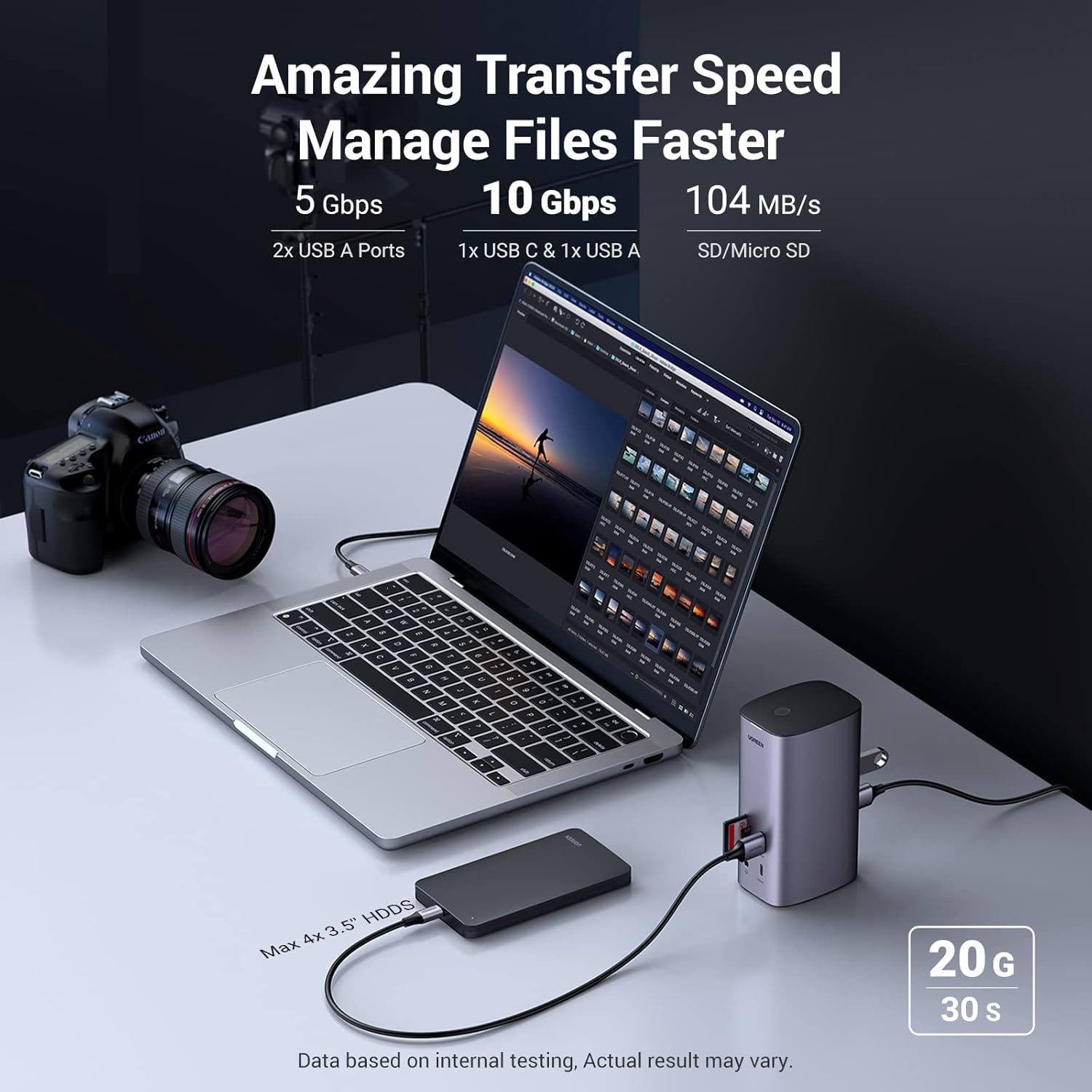 UGREEN 12-in-1 USB C Docking Station Triple Display Monitor HDMI DP 4K@60Hz and 8K Max with 10Gbps Data Ports plus 100W Power Delivery Ethernet SD TF Audio for MacBook - Gray