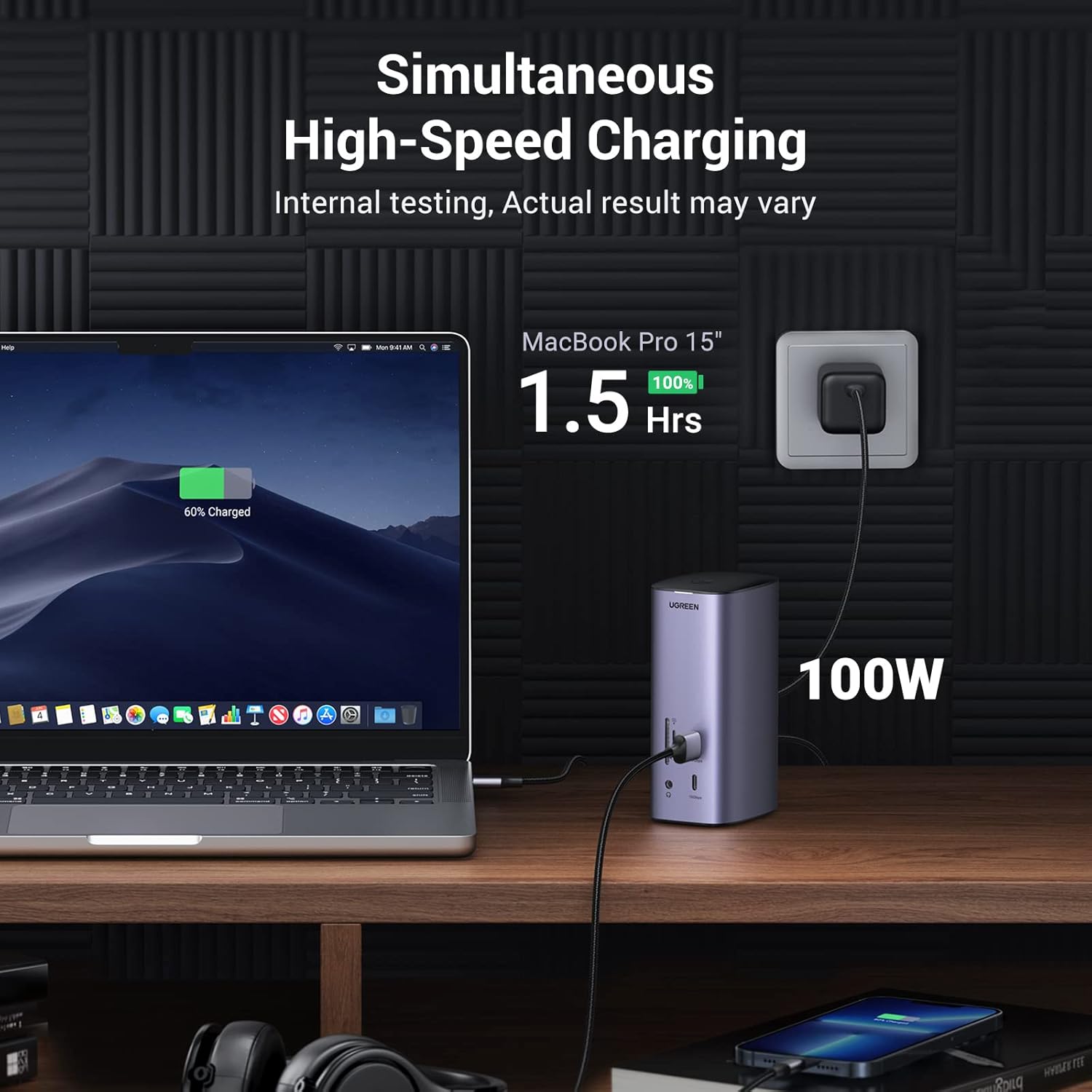 UGREEN 12-in-1 USB C Docking Station Triple Display Monitor HDMI DP 4K@60Hz and 8K Max with 10Gbps Data Ports plus 100W Power Delivery Ethernet SD TF Audio for MacBook - Gray