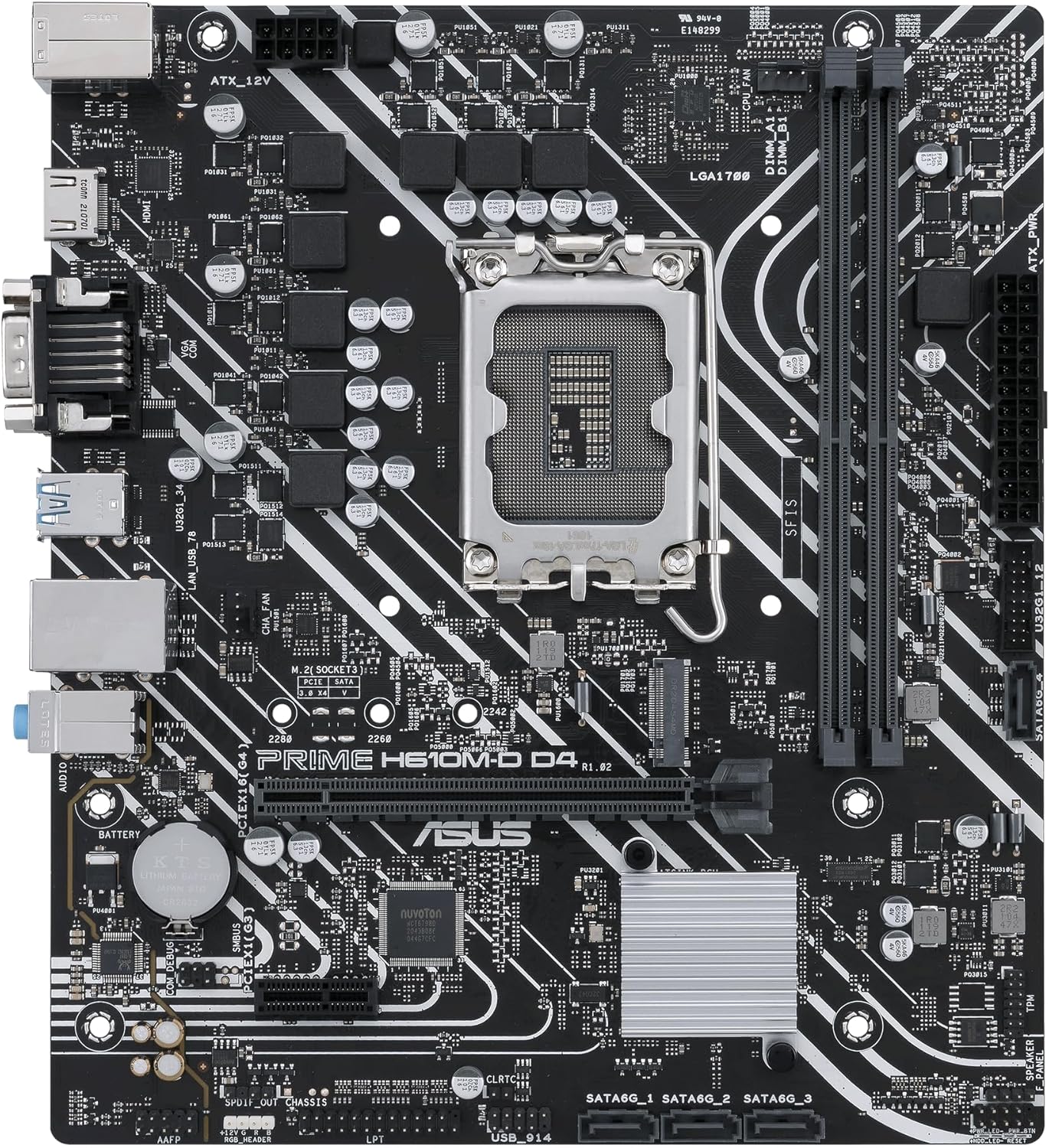ASUS PRIME H610M-D D4 Motherboard mATX, Intel H610, LGA1700, DDR4, PCI 4.0, Realtek 1Gb Ethernet, Re