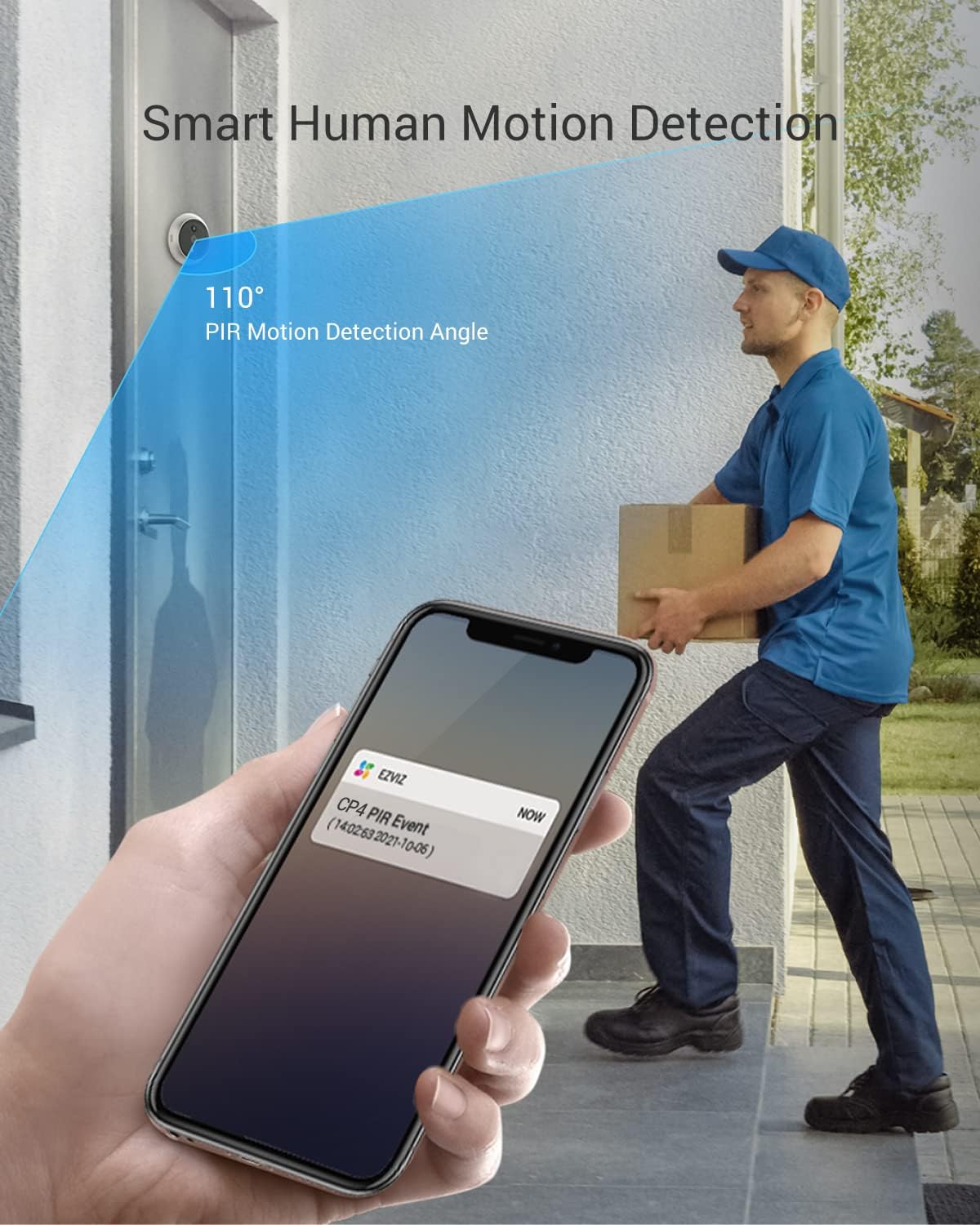 EZVIZ CP4 2MP Wireless Peephole Doorbell 4.3" Color Screen 166° Wide Angle 4600mAh Battery AI Human Detection PIR Sensor Two-Way Video Call & Live View