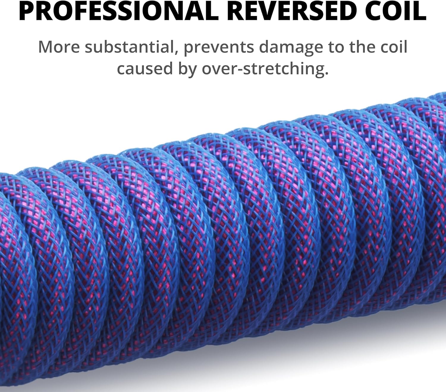 GunMjo Pro Custom Coiled USB C Cable for Mechanical Gaming Keyboard Double Sleeved Cord with Detachable Metal Aviator Connector 1.3 Meters Nebula Color Palette Accent