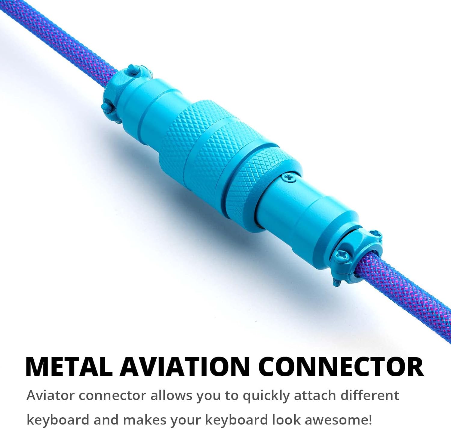 GunMjo Pro Custom Coiled USB C Cable for Mechanical Gaming Keyboard Double Sleeved Cord with Detachable Metal Aviator Connector 1.3 Meters Nebula Color Palette Accent