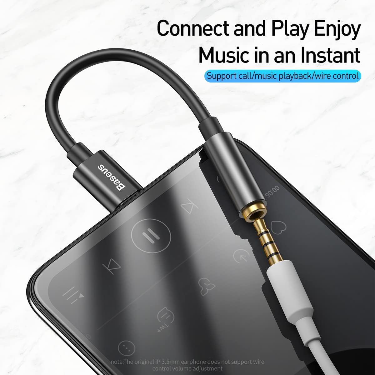 Baseus Type C to 3.5 mm Female Adapter L54 Audio Jack Connector, Noise Cancelling Headphones Jack Co