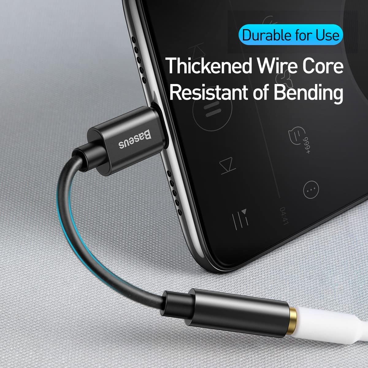 Baseus Type C to 3.5 mm Female Adapter L54 Audio Jack Connector, Noise Cancelling Headphones Jack Co