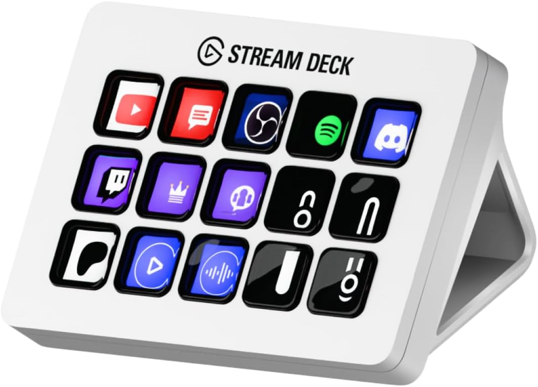 Elgato Stream Deck MK.2 White – Studio Controller, 15 macro keys, trigger actions in apps and softwa