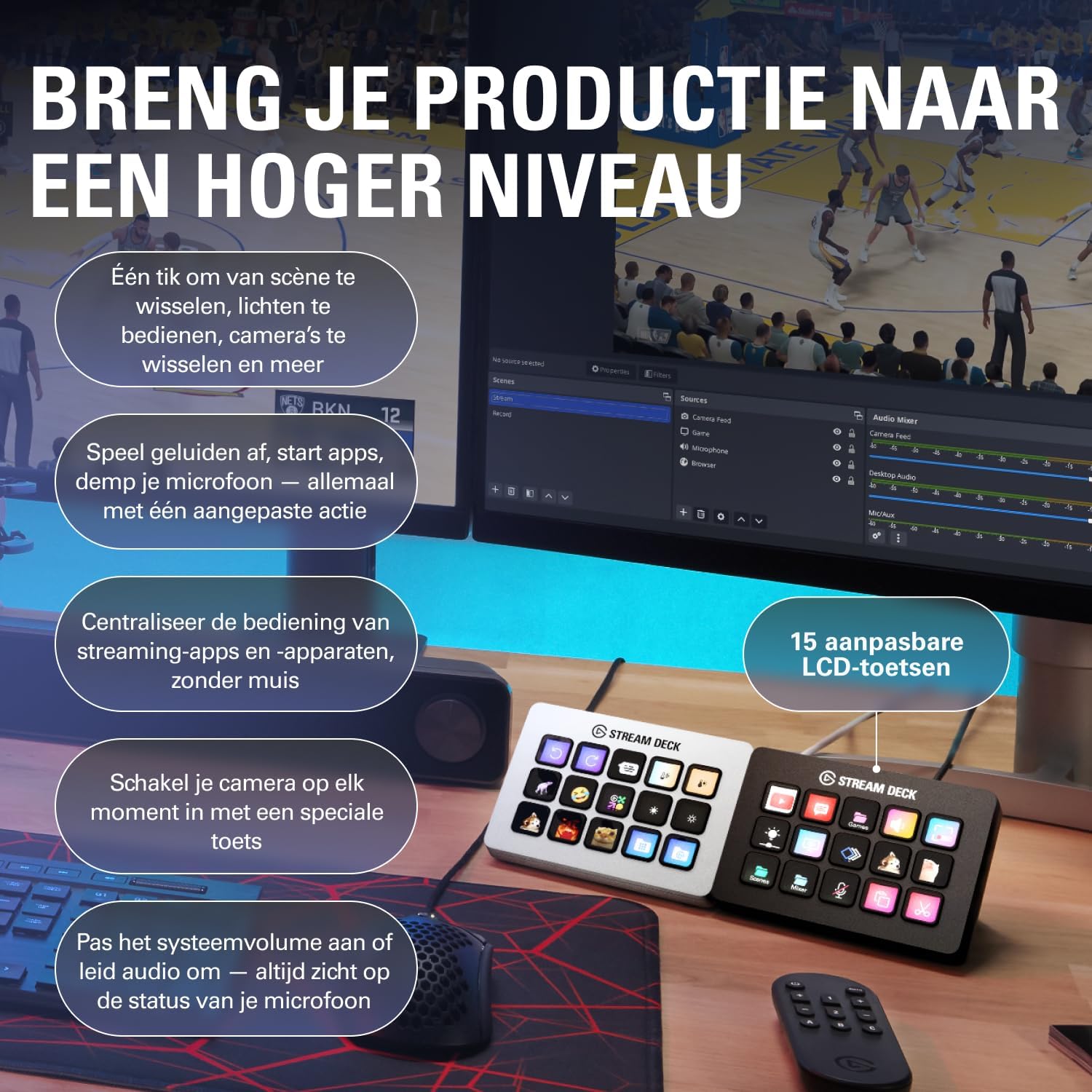 Elgato Stream Deck MK.2 White – Studio Controller, 15 macro keys, trigger actions in apps and softwa