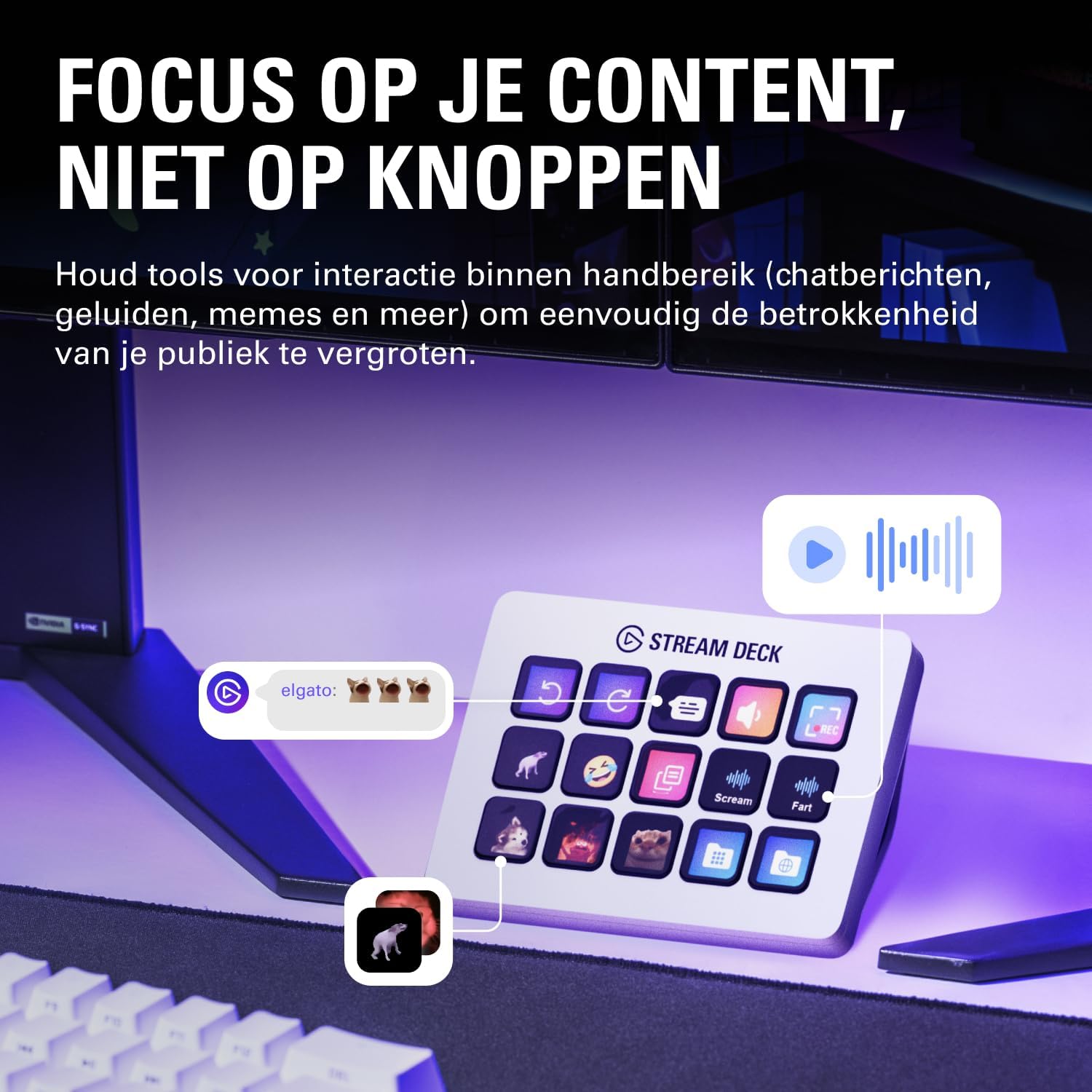 Elgato Stream Deck MK.2 White – Studio Controller, 15 macro keys, trigger actions in apps and softwa