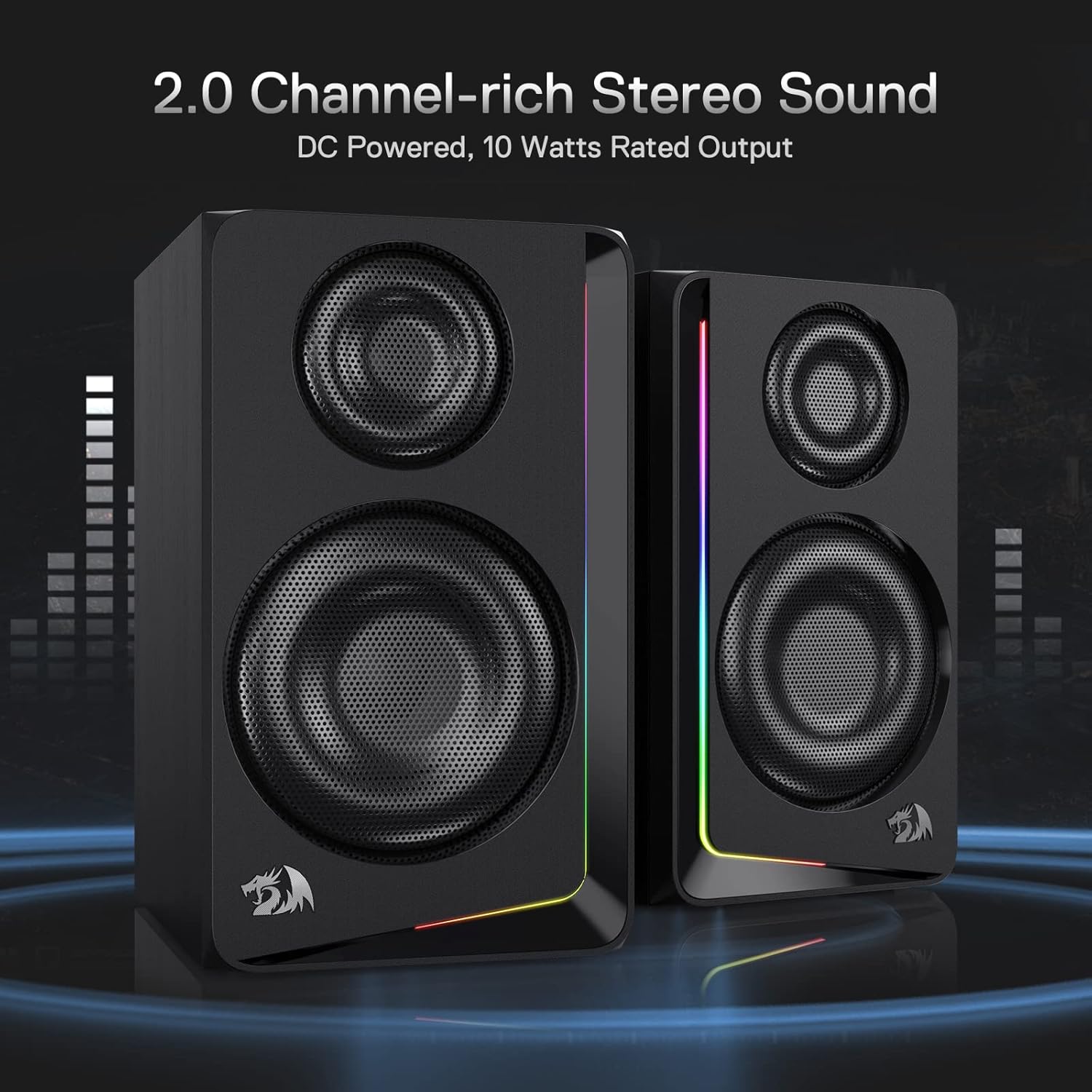 Redragon GS812 Wireless RGB Wooden Speakers