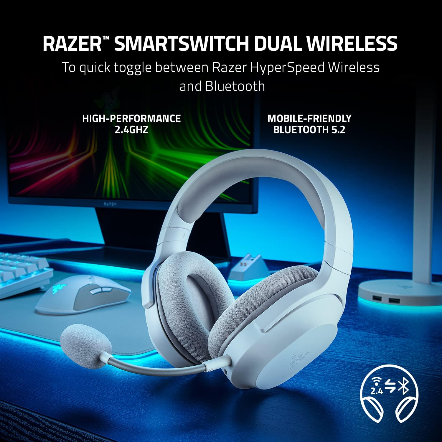 Razer Barracuda X – Multi-Platform Wireless Gaming Headset (SmartSwitch Dual Wireless, Ergonomic Des
