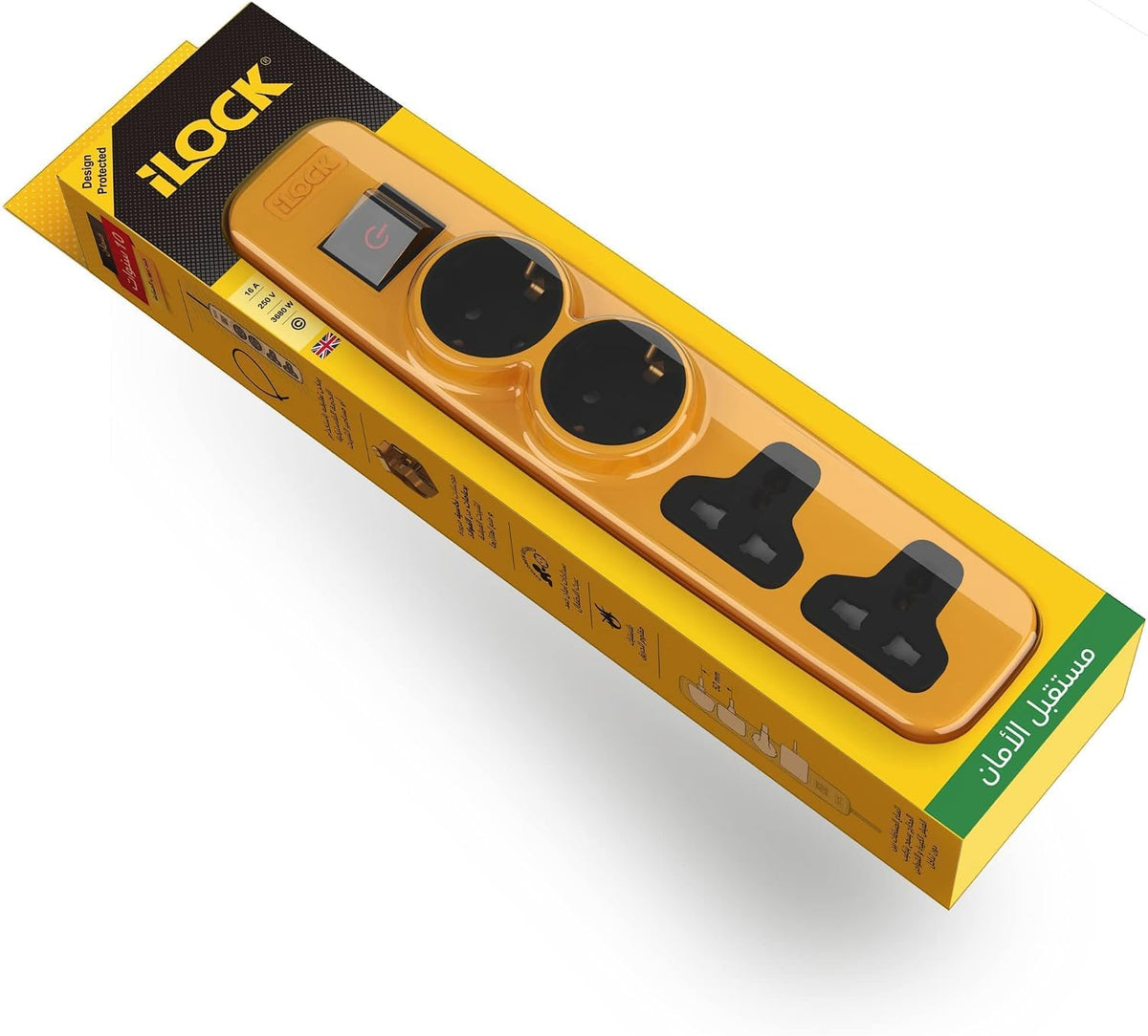 iLOCK 4-Outlet Power Strip Yellow