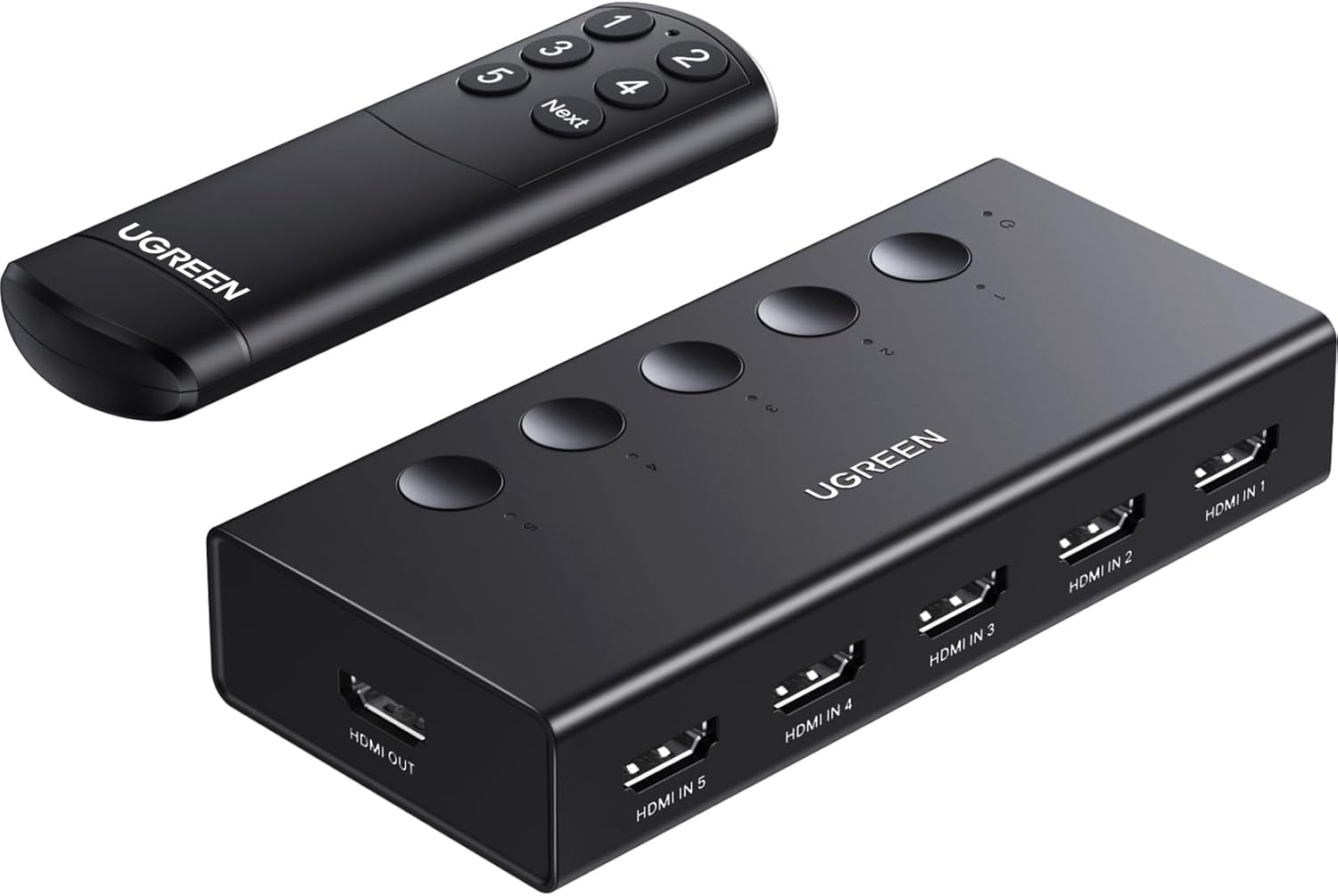 UGREEN 5-in-1 Out HDMI Switcher - 4K@60Hz HDMI Switch Box with Remote Control - Supports 3D CEC HDR HDCP 2.2 Compatible with PS5/PS4 Xbox Nintendo Switch Roku Fire Stick Apple TV - Black