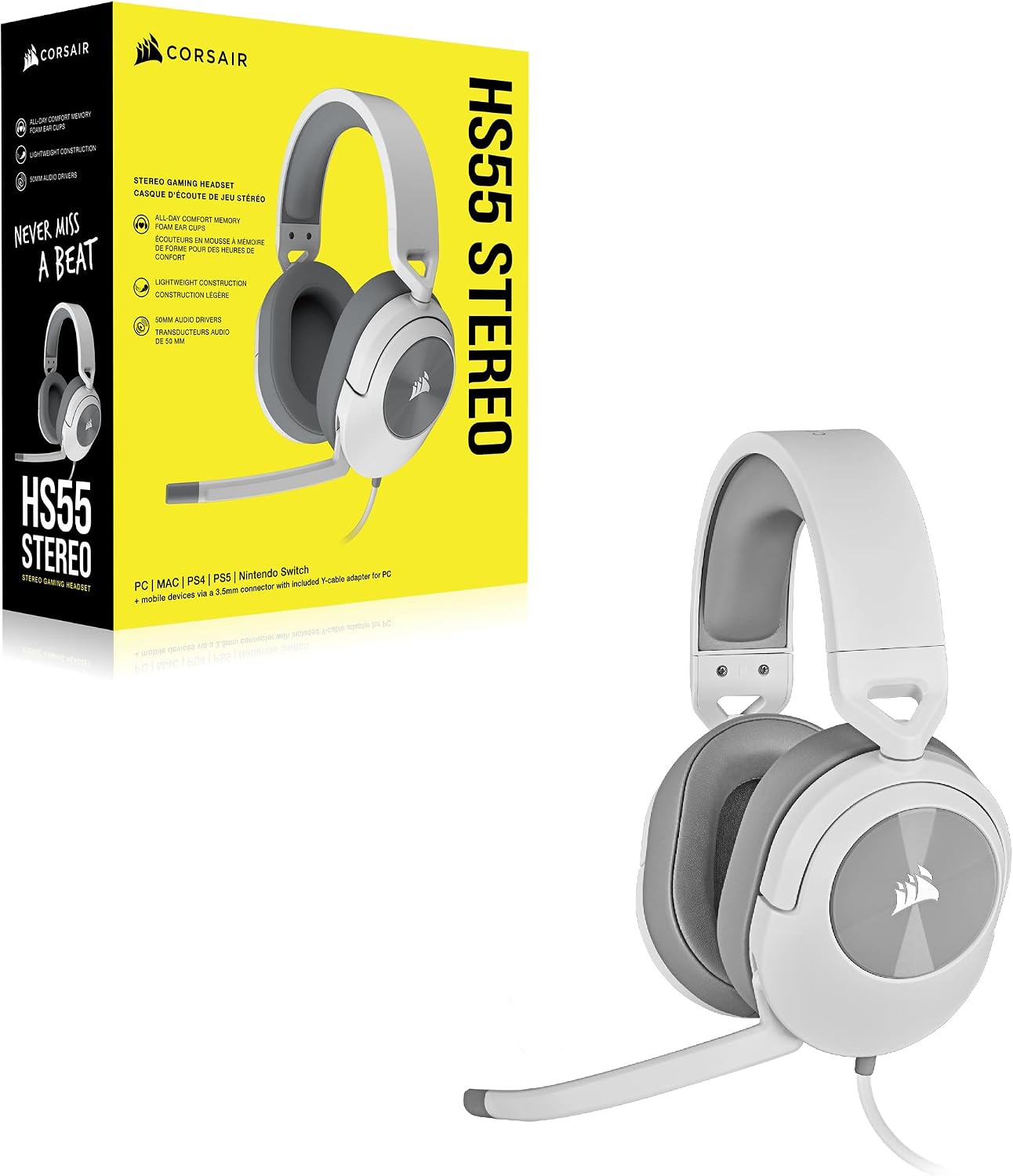 Corsair HS55 Stereo Gaming Headset White