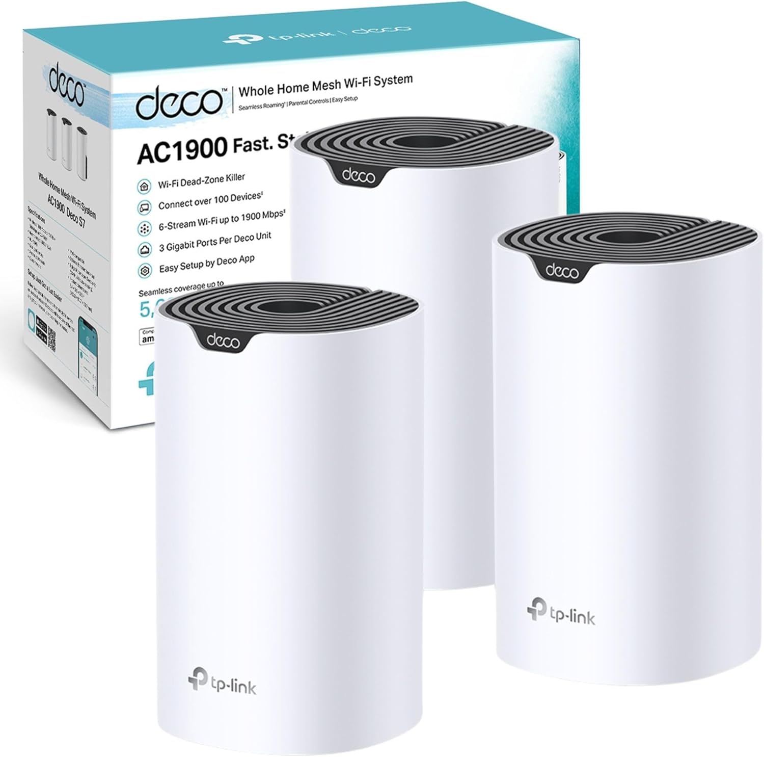 TP-Link Deco S7 AC1900 Dual-Band Whole Mesh Wi-Fi System - Pack of 3