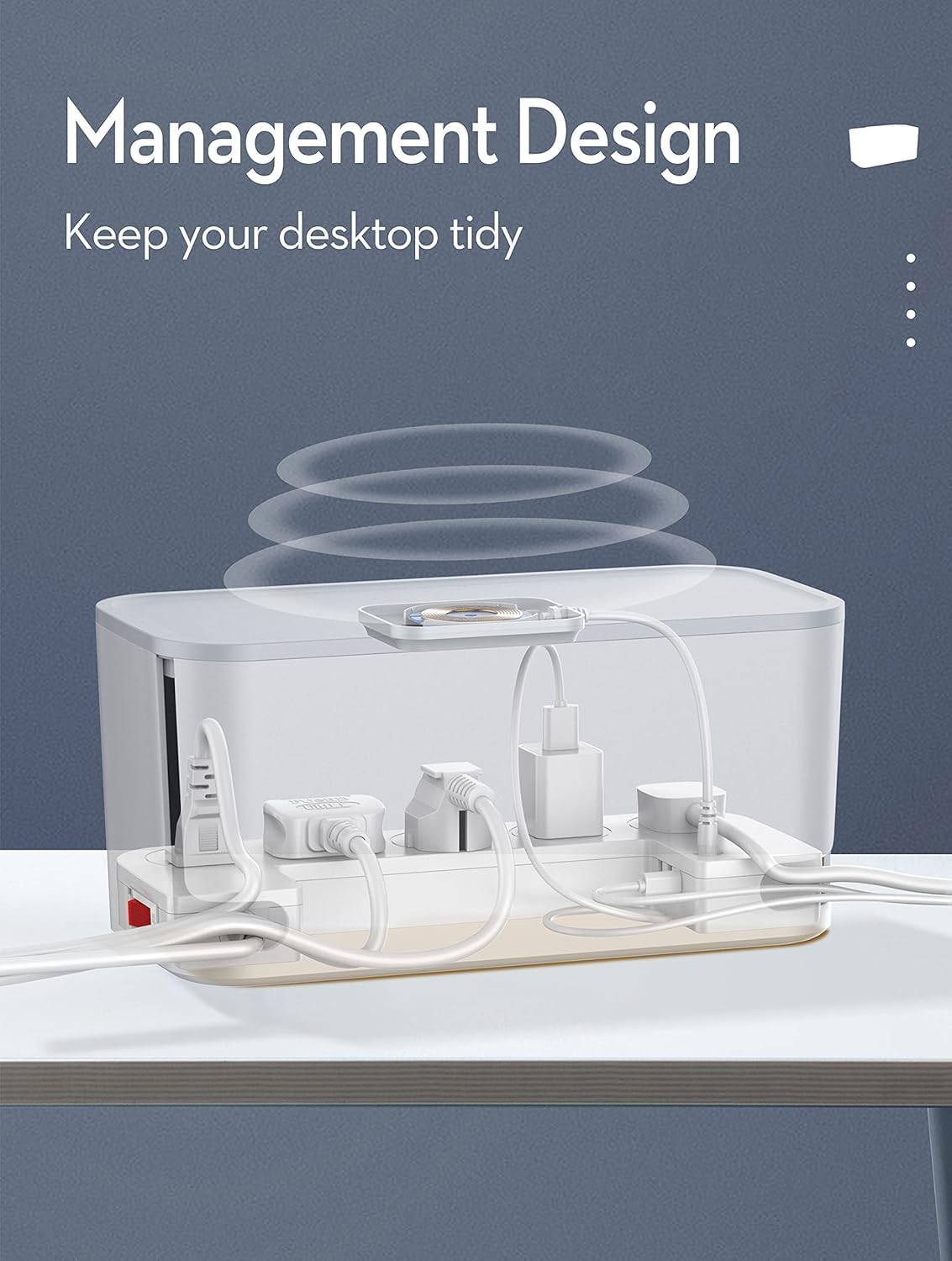 LDNIO SCW5354 Management Power Strip Box 5 port 3USB Wireless Charger Power Cord 2M - White