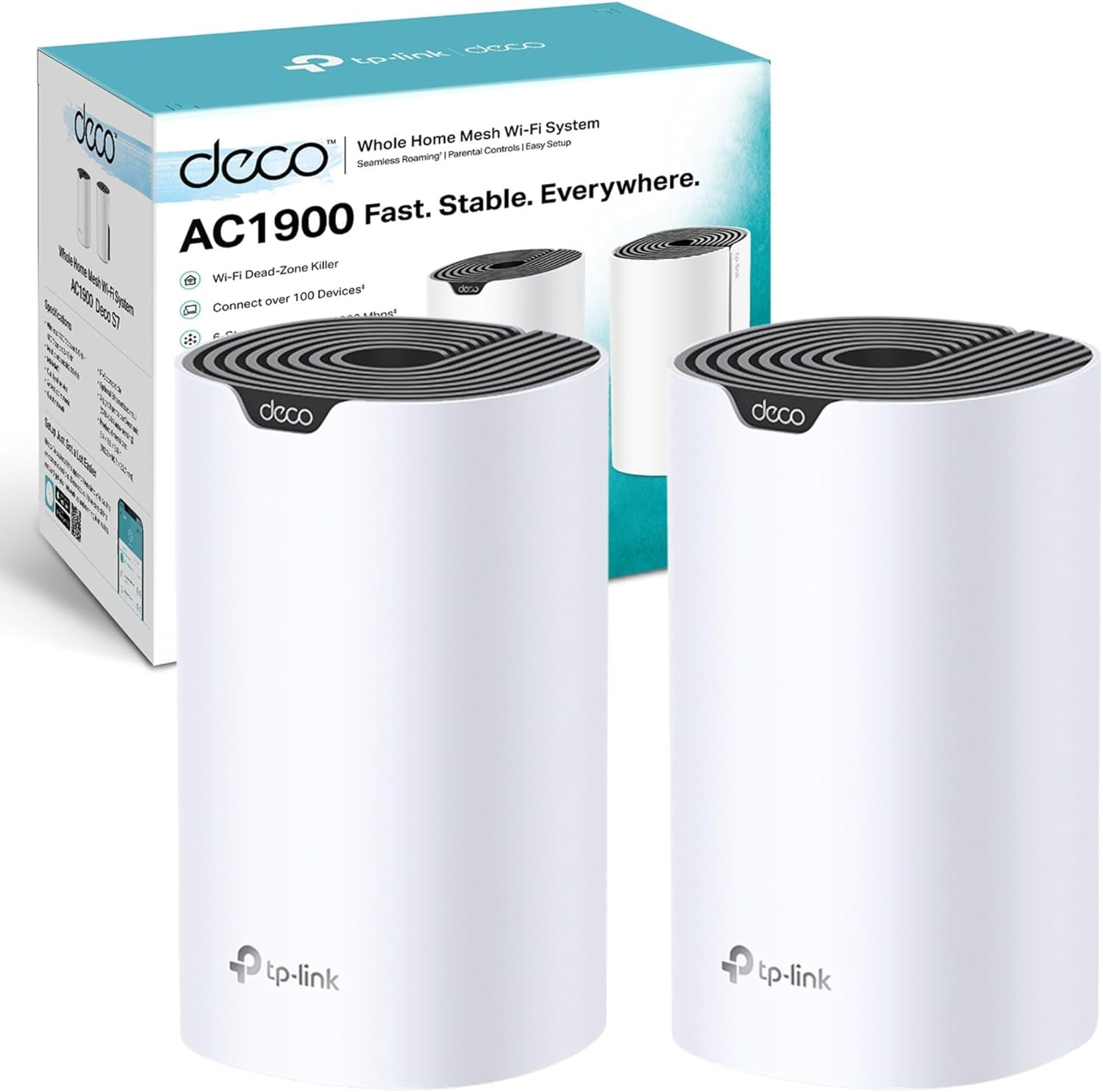 TP-Link Deco S7 AC1900 Whole Mesh Wi-Fi System, Dual-Band with Gigabit Ports, Coverage up to 3,900 f