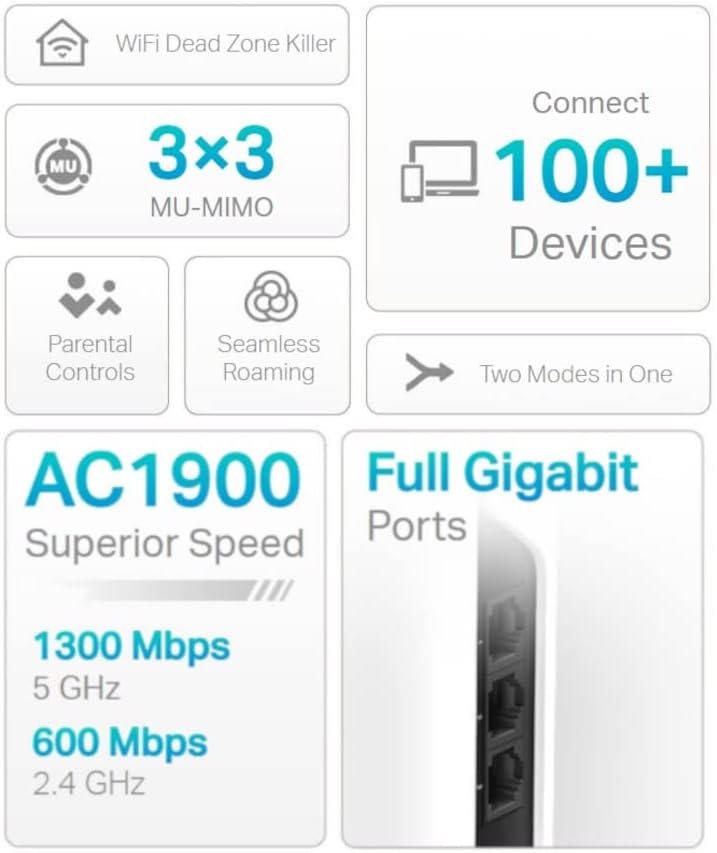 TP-Link Deco S7 AC1900 Whole Mesh Wi-Fi System, Dual-Band with Gigabit Ports, Coverage up to 3,900 f