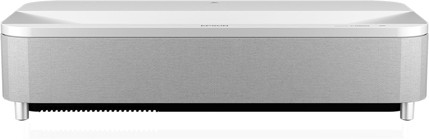Epson EpiqVision Ultra EH-LS800W Super-Ultra-Short-Throw Smart Laser Projection TV 4000 Lumens 3LCD Technology 4K PRO-UHD 2500000:1 Contrast Ratio Sound by Yamaha - White