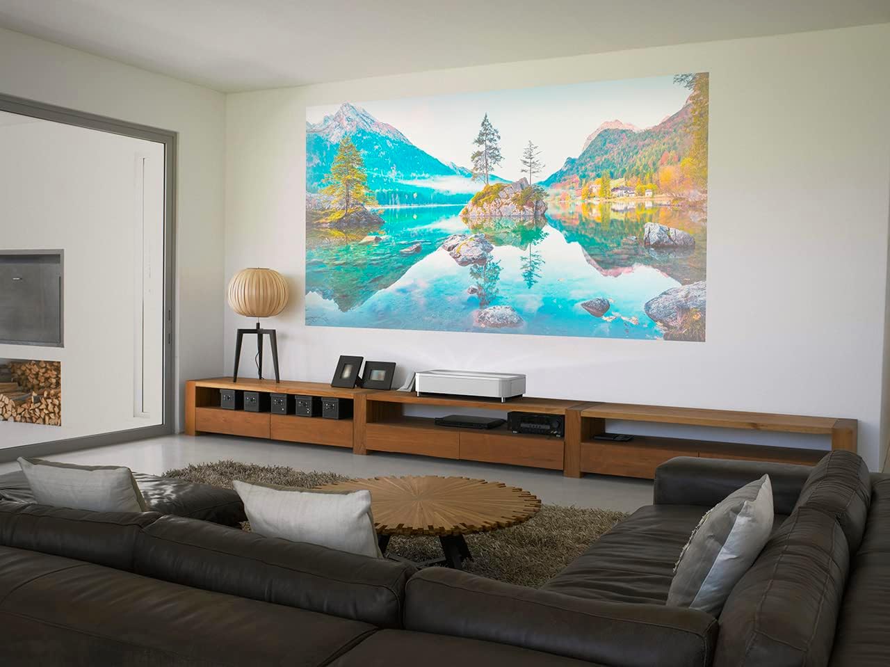 Epson EpiqVision Ultra EH-LS800W Super-Ultra-Short-Throw Smart Laser Projection TV 4000 Lumens 3LCD Technology 4K PRO-UHD 2500000:1 Contrast Ratio Sound by Yamaha - White